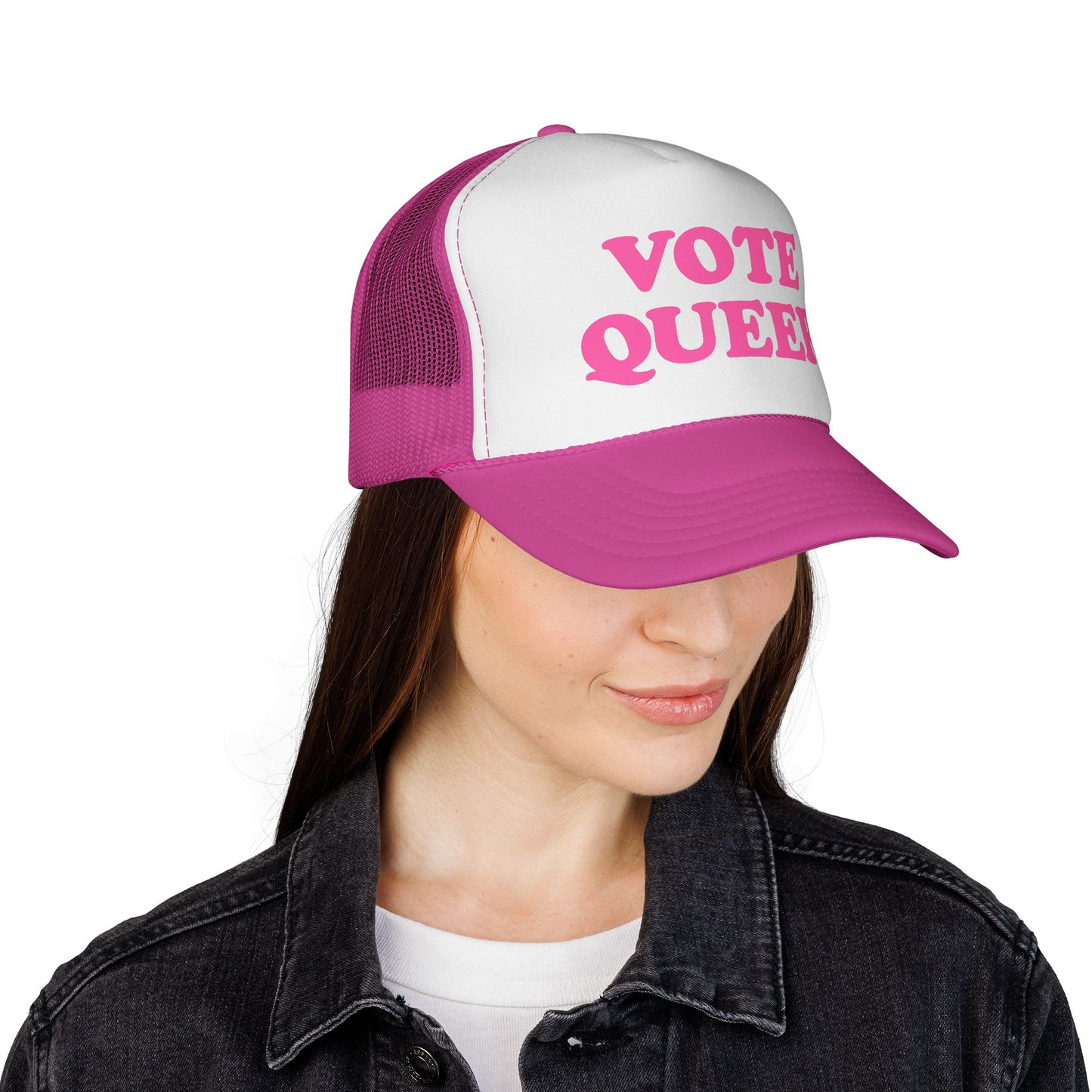 VOTE QUEER Trucker Cap: Pink — Queer Visibility & Voter Power Statement Hat