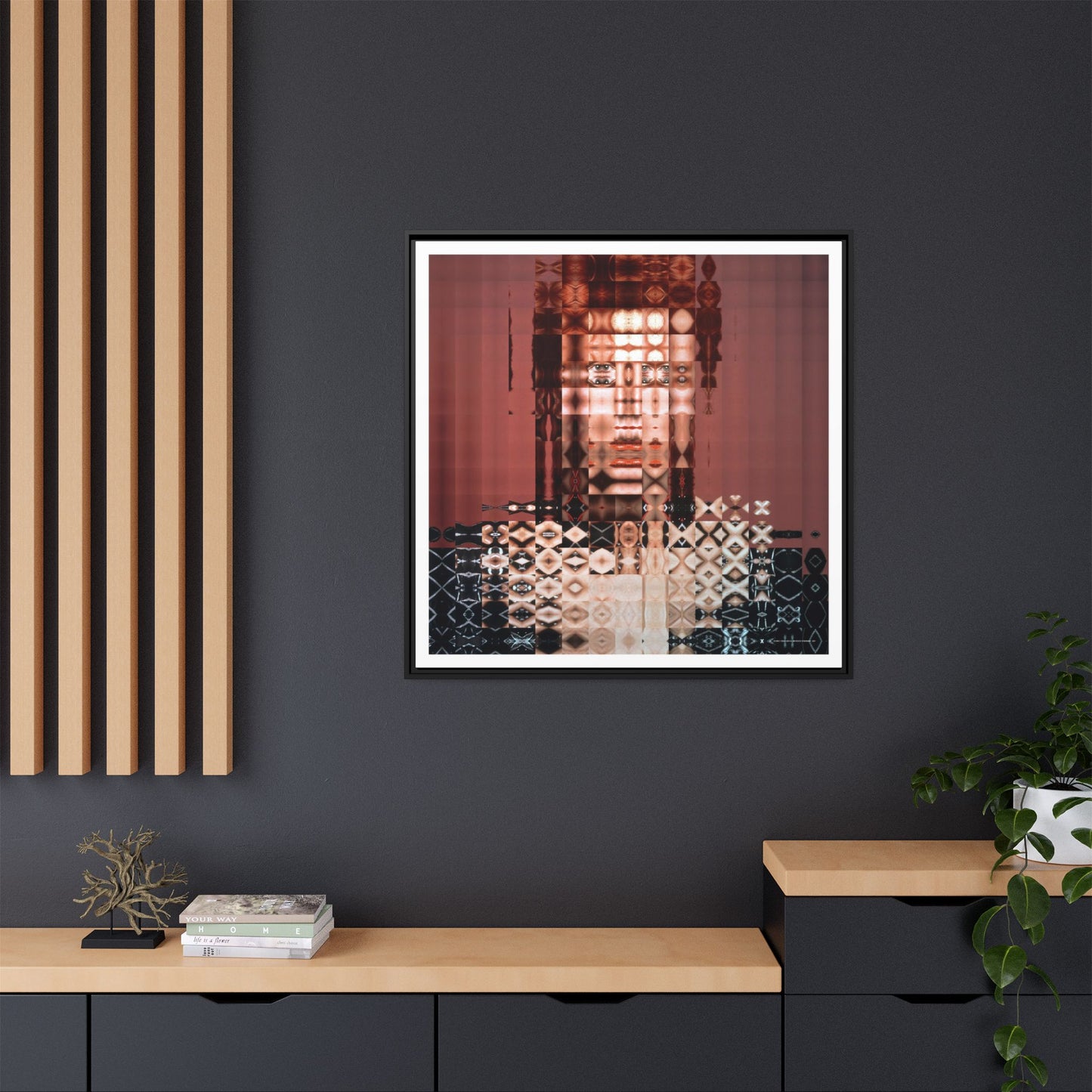 Iconic 70s Alien Glam Rock Starman Abstract Portrait Collage Art — Matte Canvas, Framed (Multi-color options)
