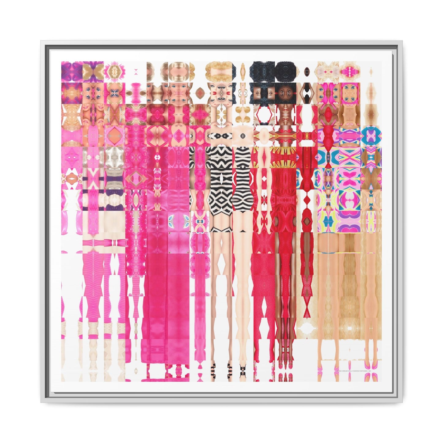 Iconic Dream Doll Fashion Fantasies Abstract Portrait Collage Art — Matte Canvas, Framed (Multi-color options)