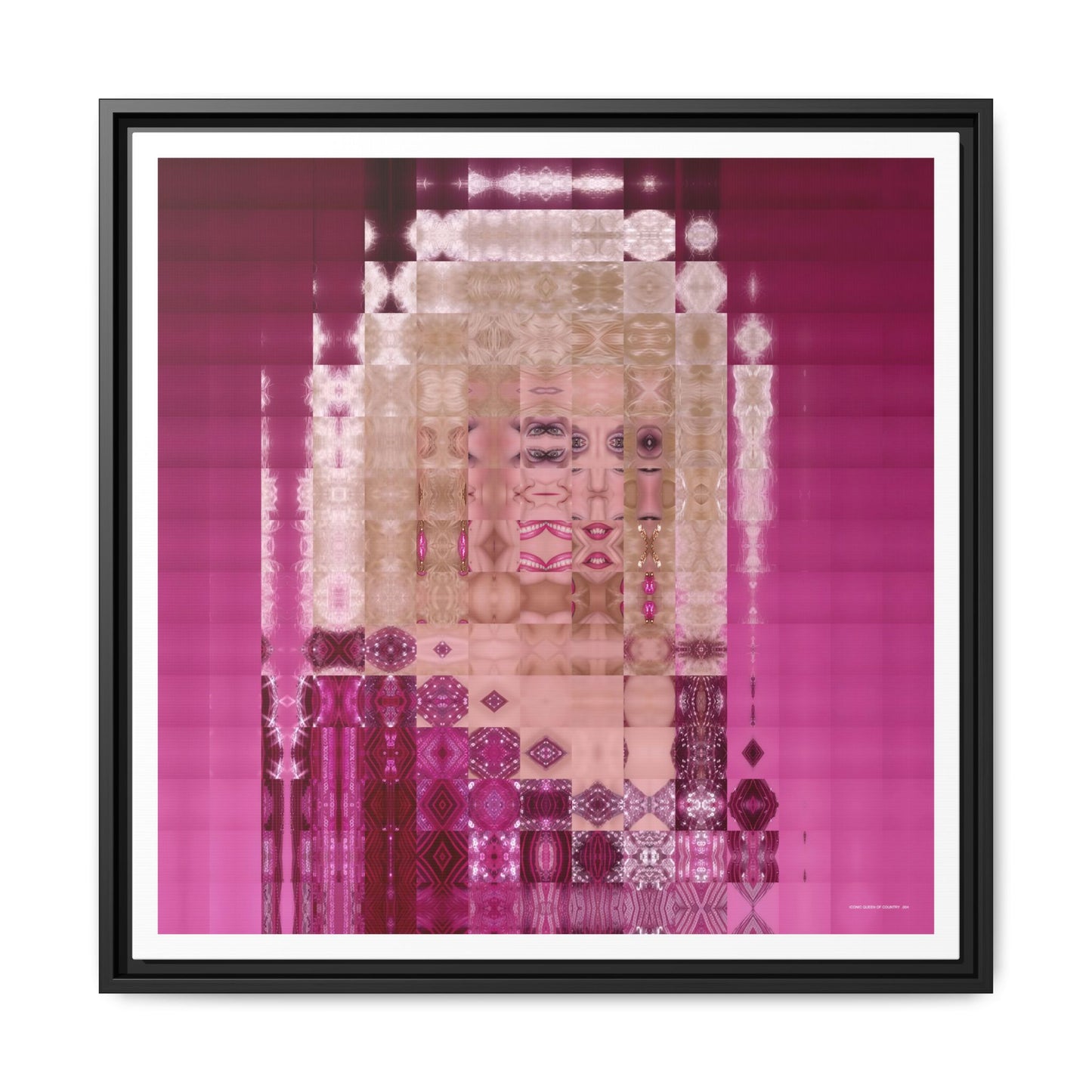 Iconic Queen of Country IV, Dolly Abstract Portrait Collage Art — Matte Canvas, Framed (Multi-color options)