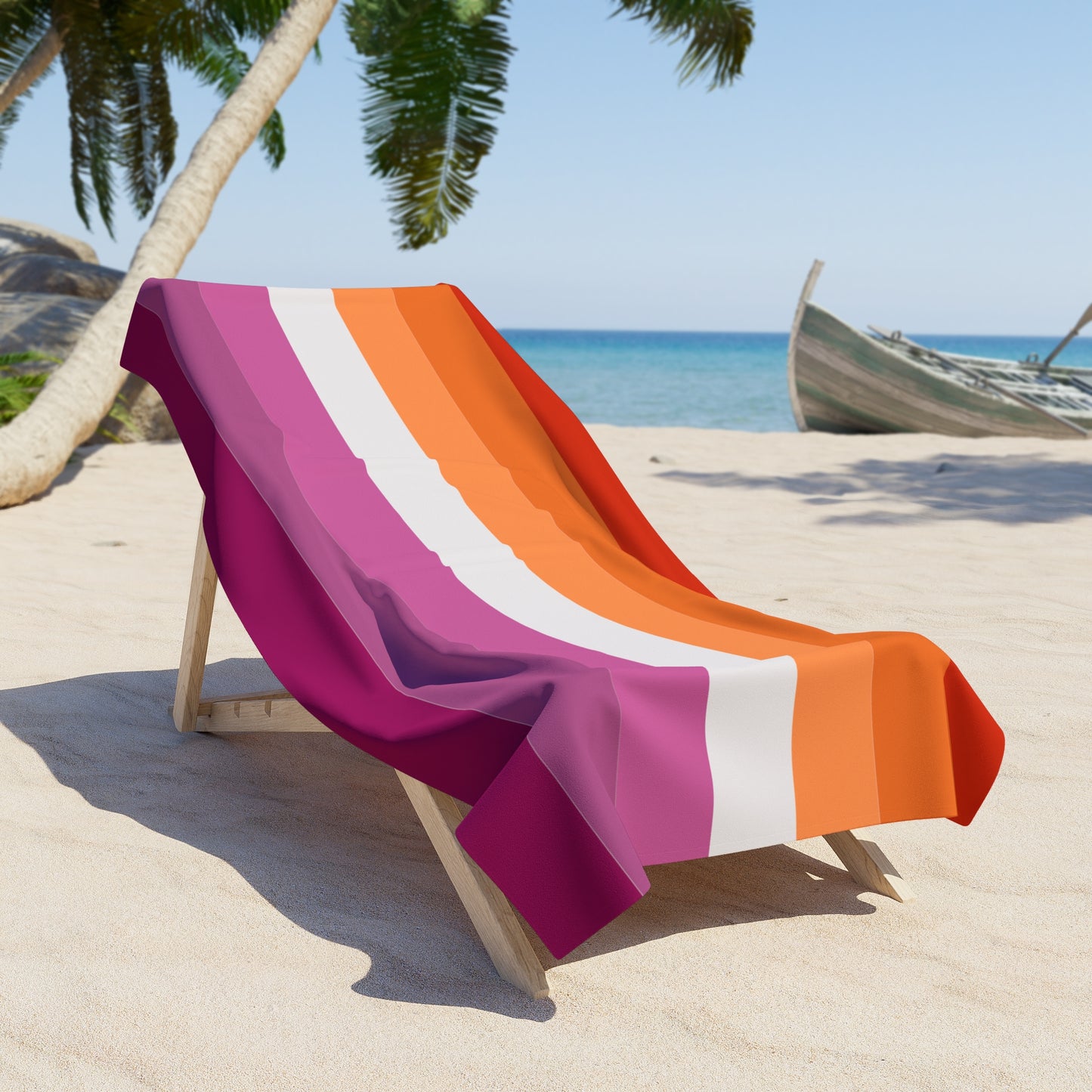 Lesbian Pride Pride Flag Beach Towel - horizontal stripe deco