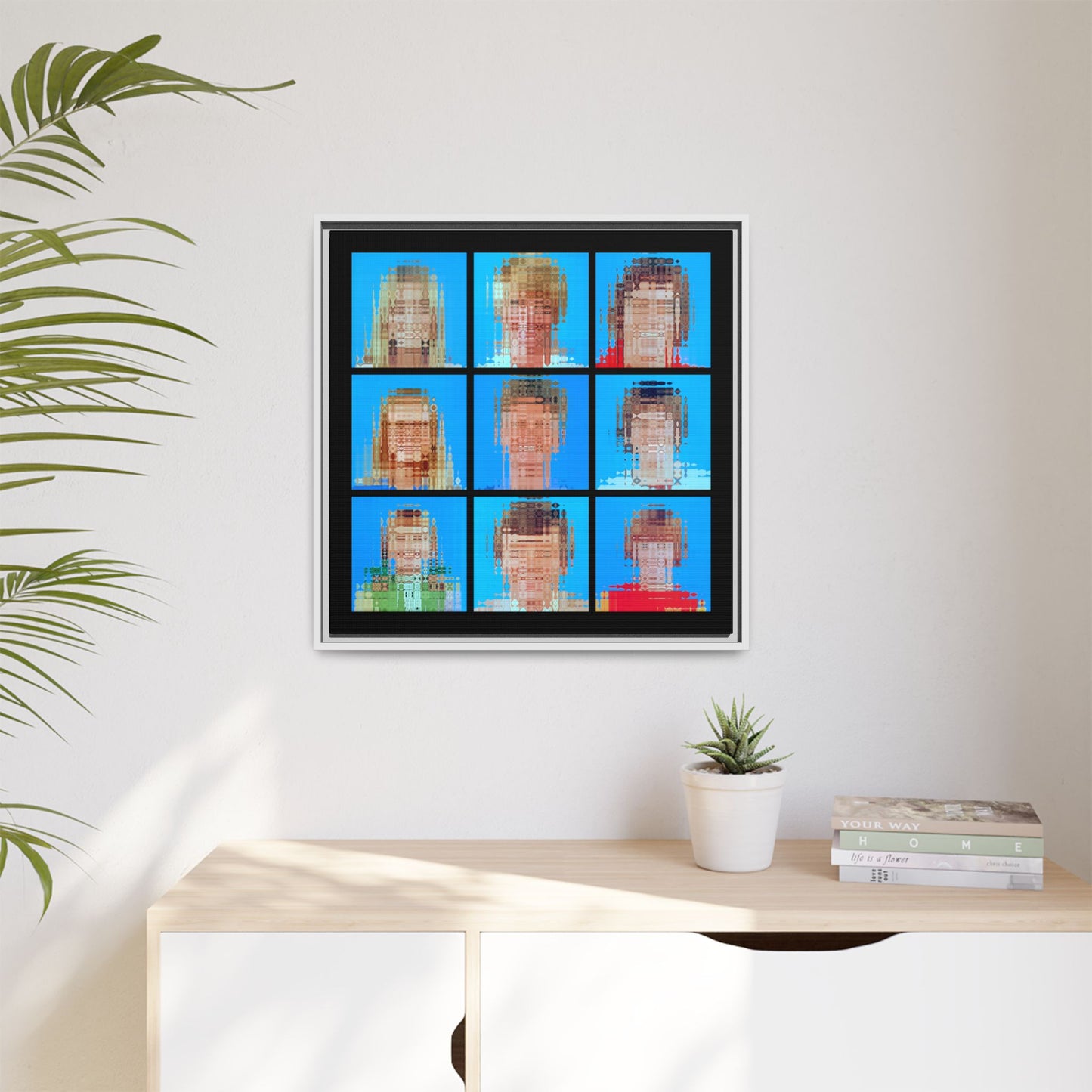 America's Iconic Mid-Century TV Family, Abstract Portrait Collage Art — Matte Canvas, Framed (Multi-color options)