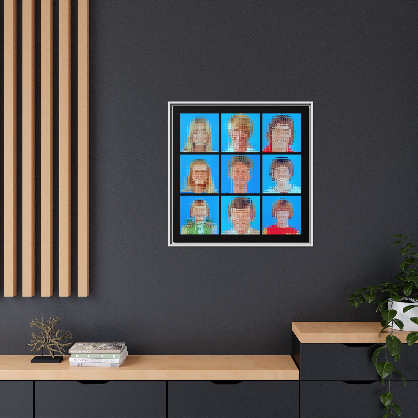 America's Iconic Mid-Century TV Family, Abstract Portrait Collage Art — Matte Canvas, Framed (Multi-color options)