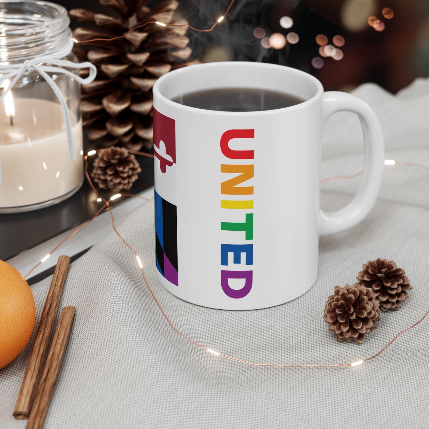 Maryland Rainbow Pride Flag "UNITED" Ceramic Mug