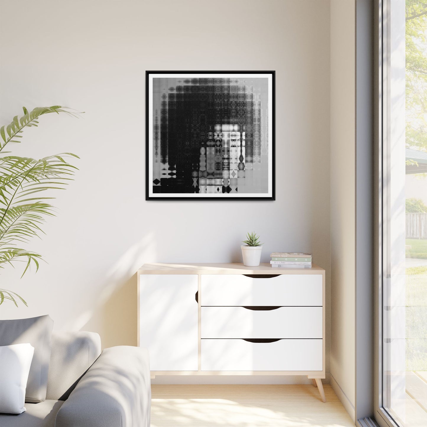 Feminist Icon Angela Davis Abstract Portrait Collage Art — Matte Canvas, Framed (Multi-color options)