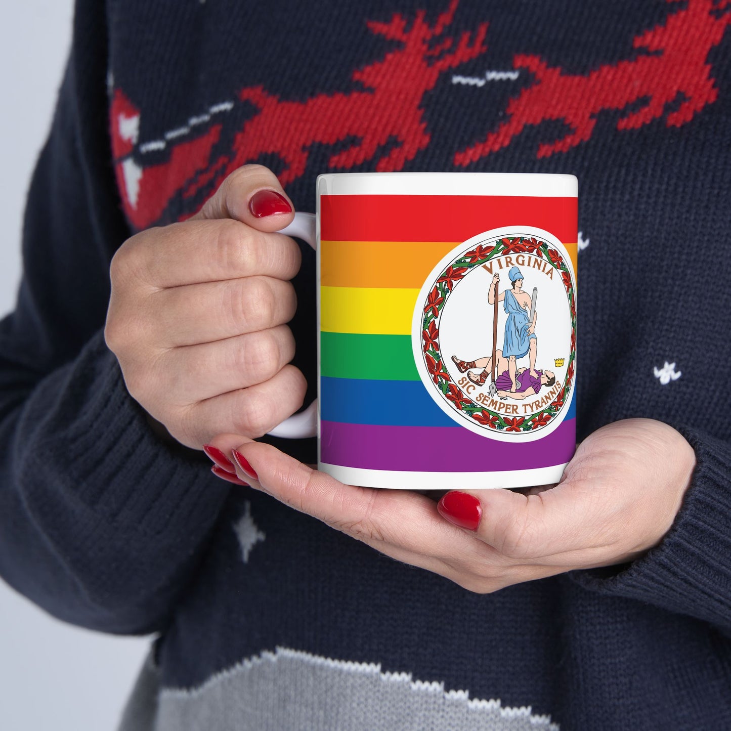 Virginia Rainbow Pride Flag "UNITED" Ceramic Mug