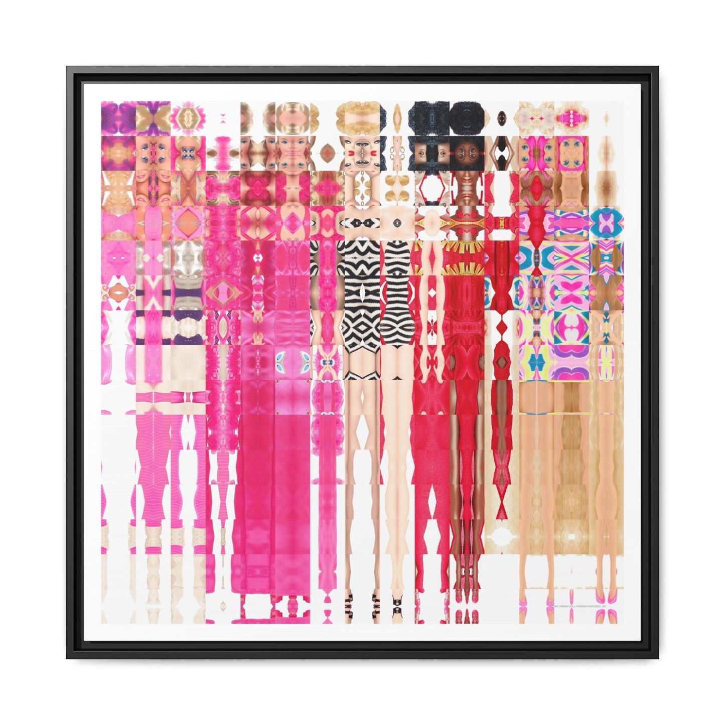 Iconic Dream Doll Fashion Fantasies Abstract Portrait Collage Art — Matte Canvas, Framed (Multi-color options)