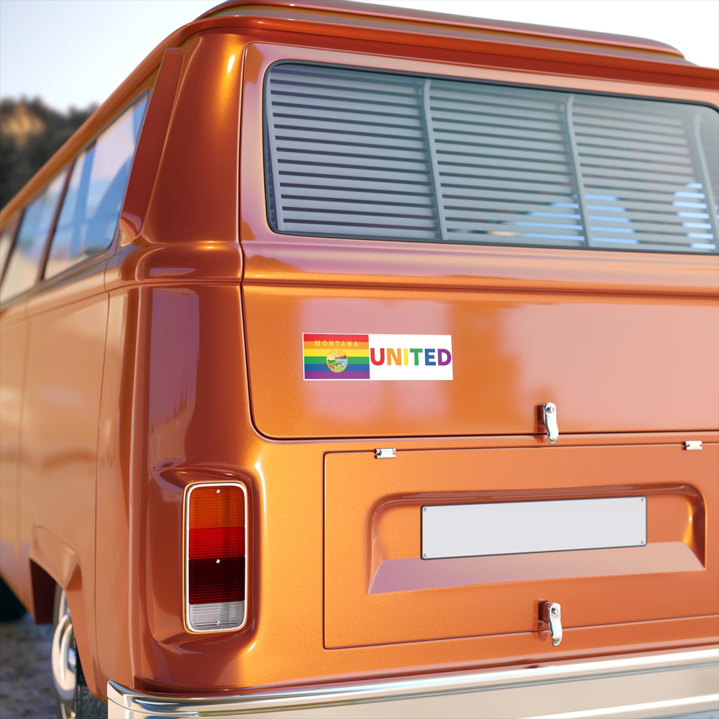 Montana Rainbow Pride Flag "UNITED" Bumper Sticker