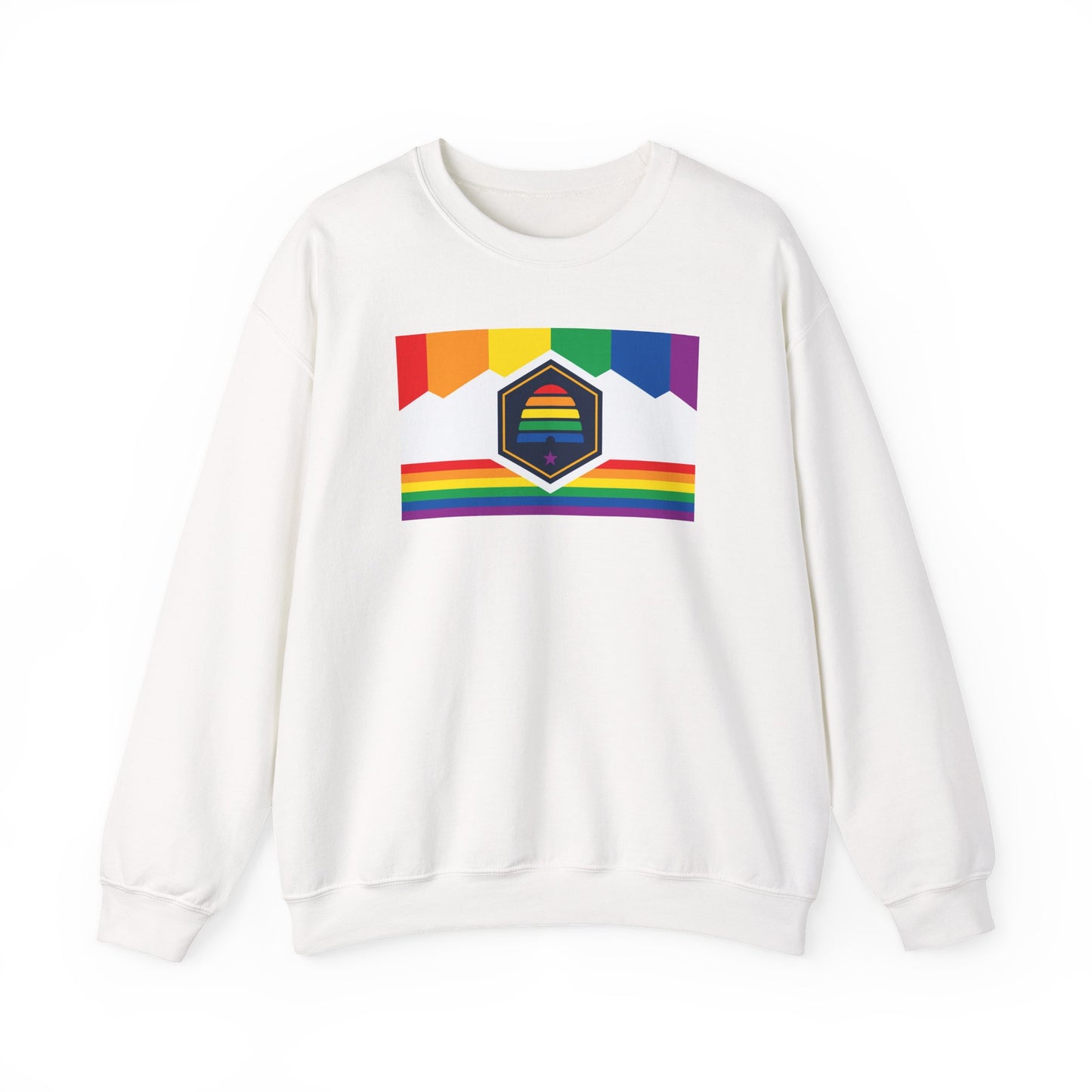 Utah Rainbow Pride Flag Unisex Crewneck Sweatshirt—White, Black or Light Pink