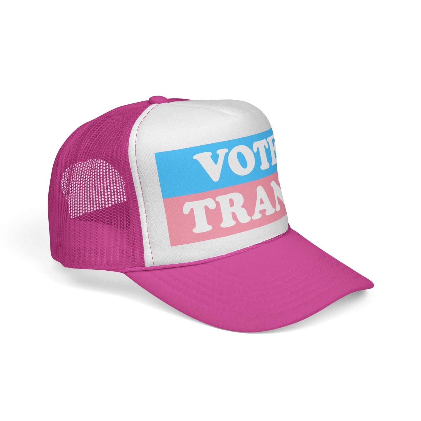 VOTE TRANS Stripes Trucker Cap — Pro-Trans Rights Statement Hat