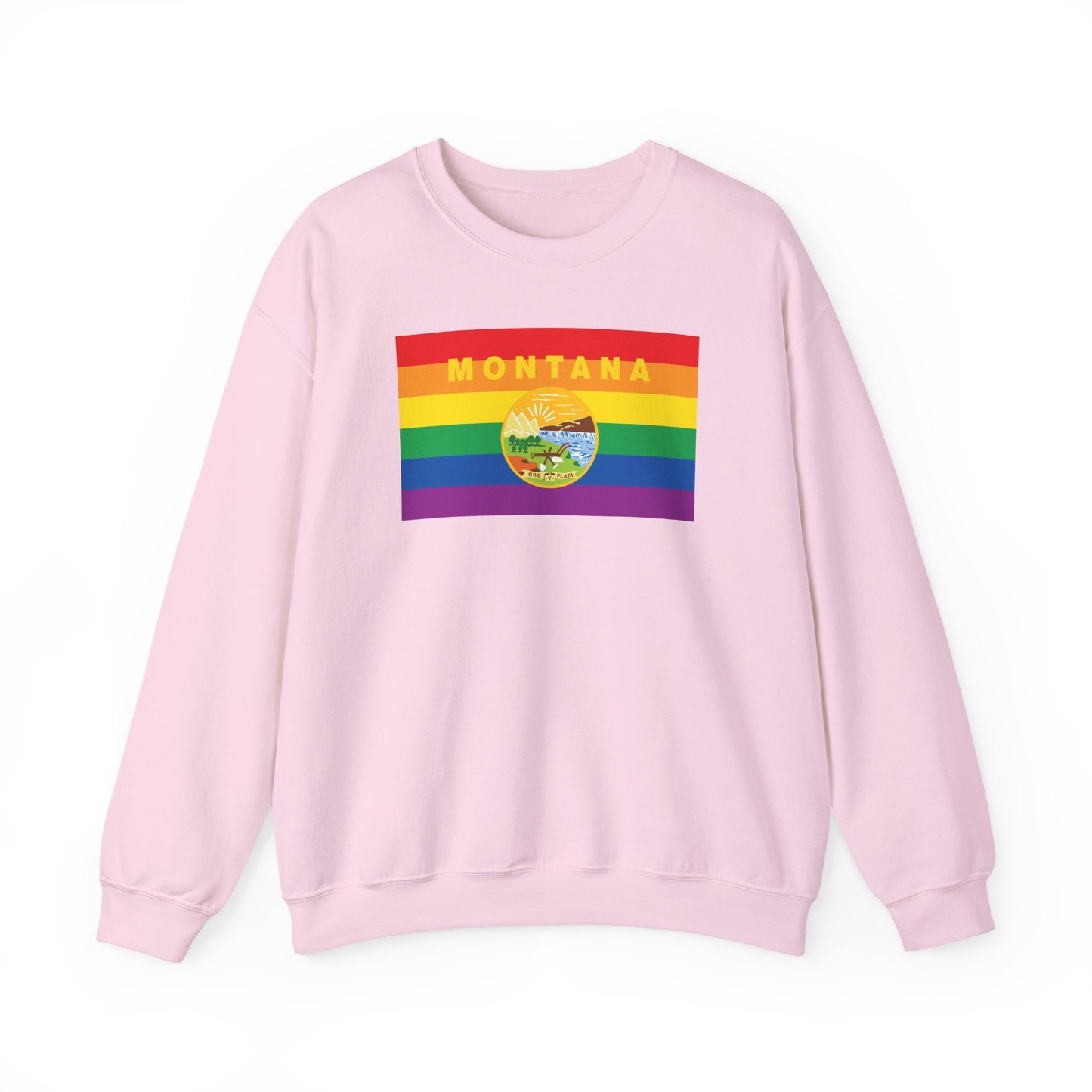 Montana Rainbow Pride Flag Unisex Crewneck Sweatshirt—White, Black or Light Pink