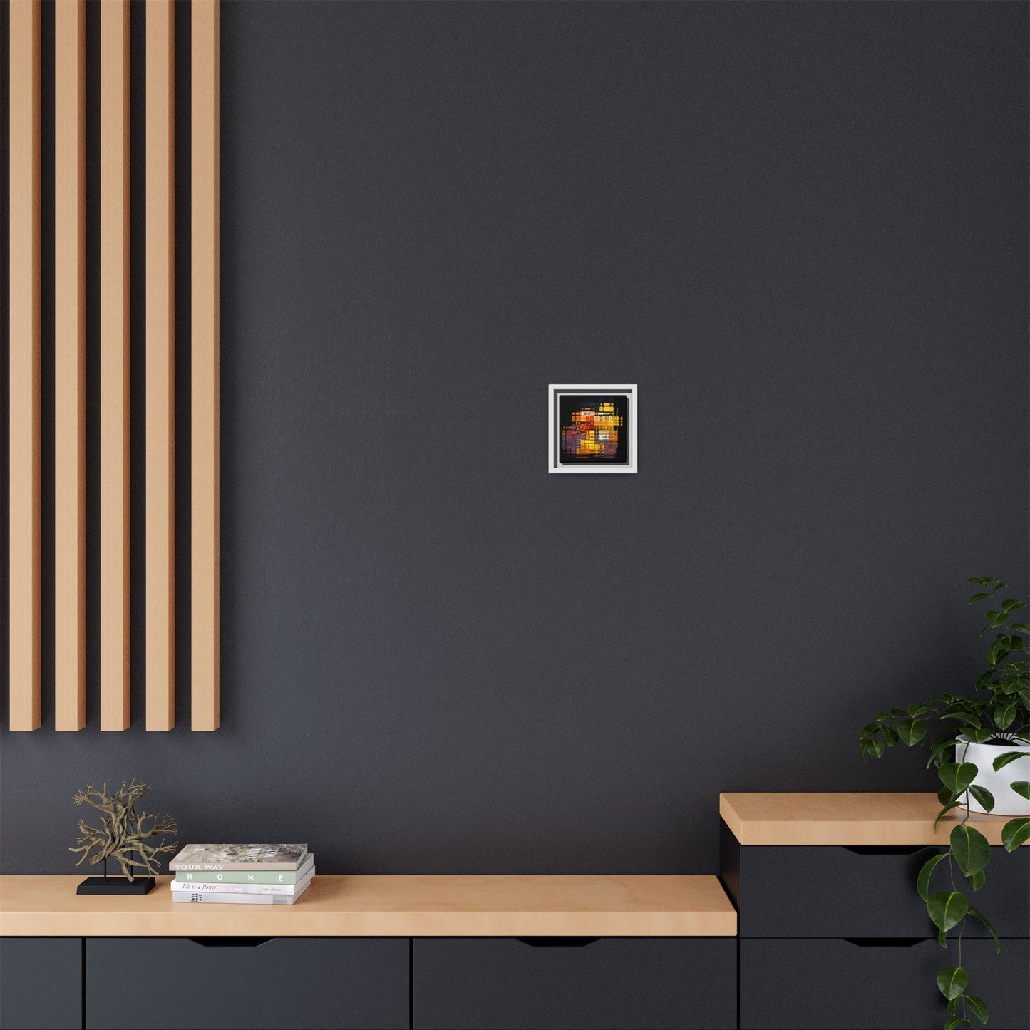 Iconic Domestic Partners in Plain Sight: Bert, Ernie, and Rubber Ducky Abstract Portrait Collage Art — Matte Canvas, Framed (Multi-color options)