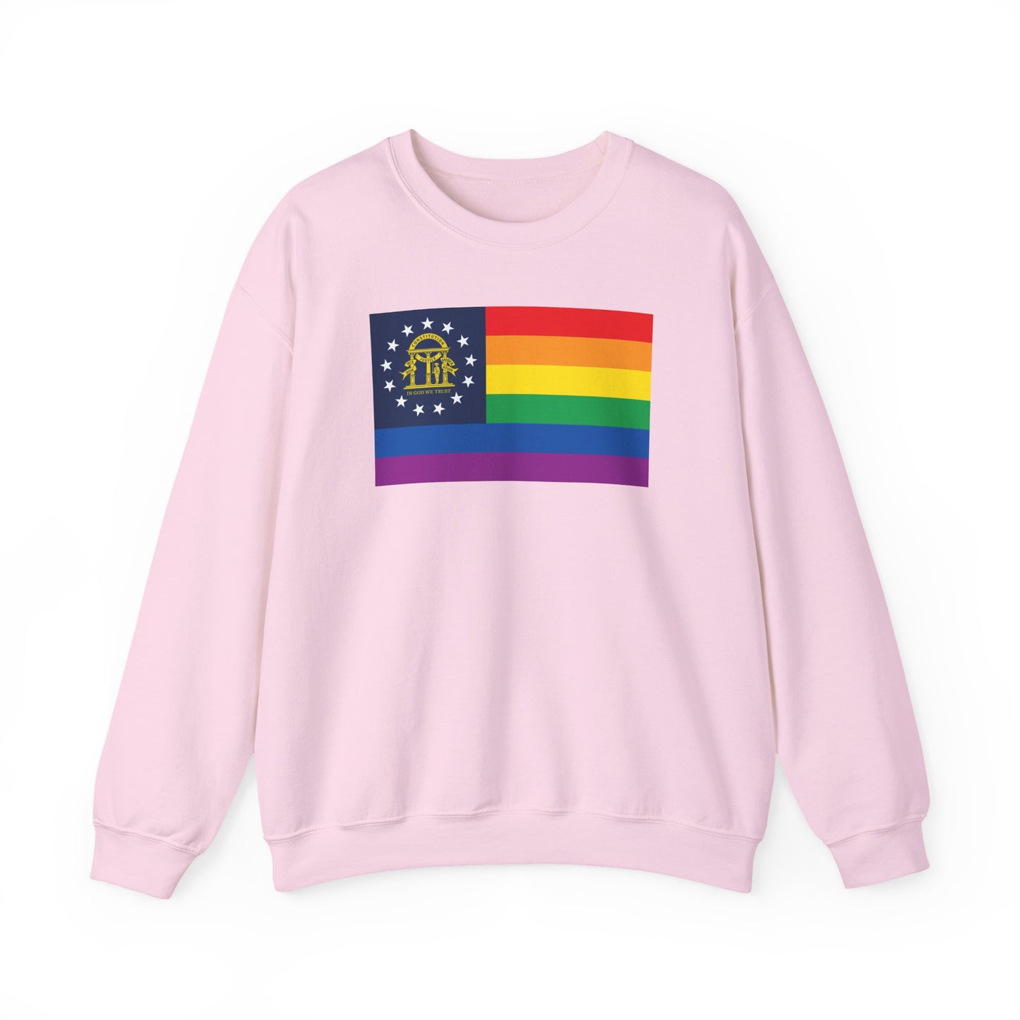 Georgia Rainbow Pride Flag Unisex Crewneck Sweatshirt—White, Black or Light Pink