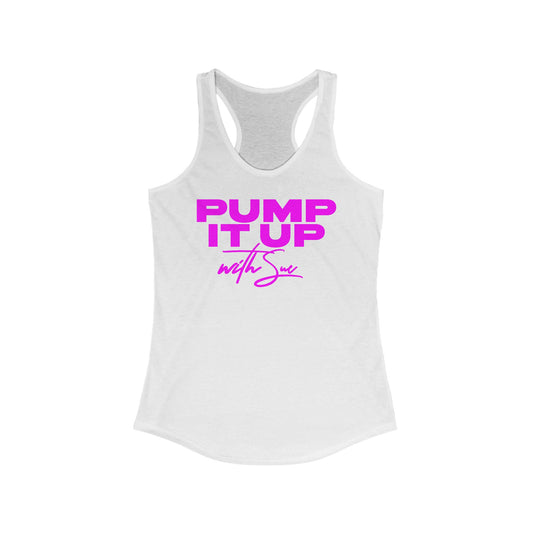 PUMP IT UP with Sue Tank Top - Pink, Black, Purple Rush and Red with White Deco