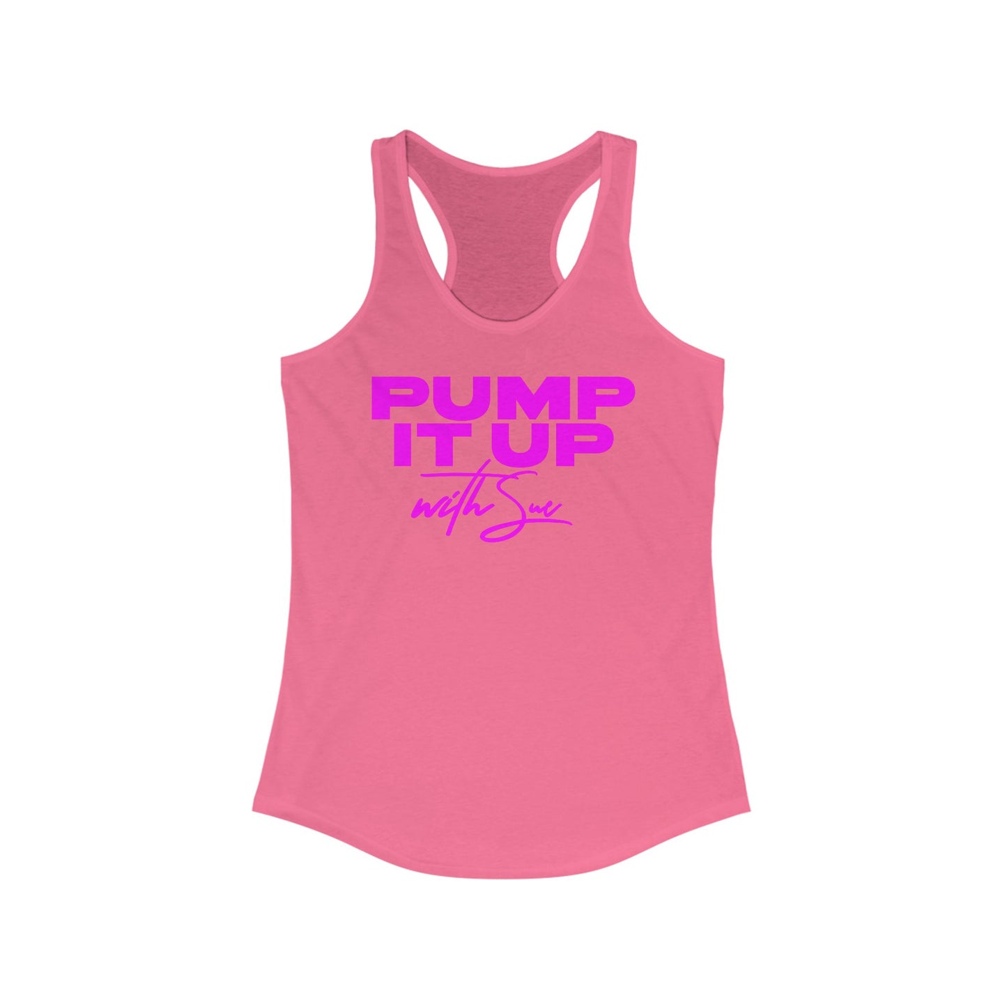 PUMP IT UP with Sue Tank Top - Pink, Black, Purple Rush and Red with White Deco