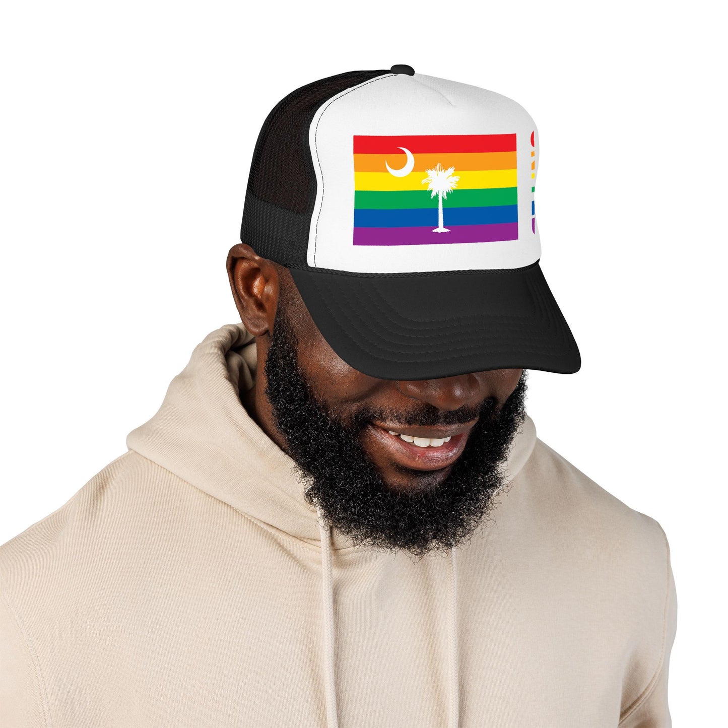 South Carolina Rainbow Pride Flag "UNITED" Printed Foam Trucker Hat, Several Color Options