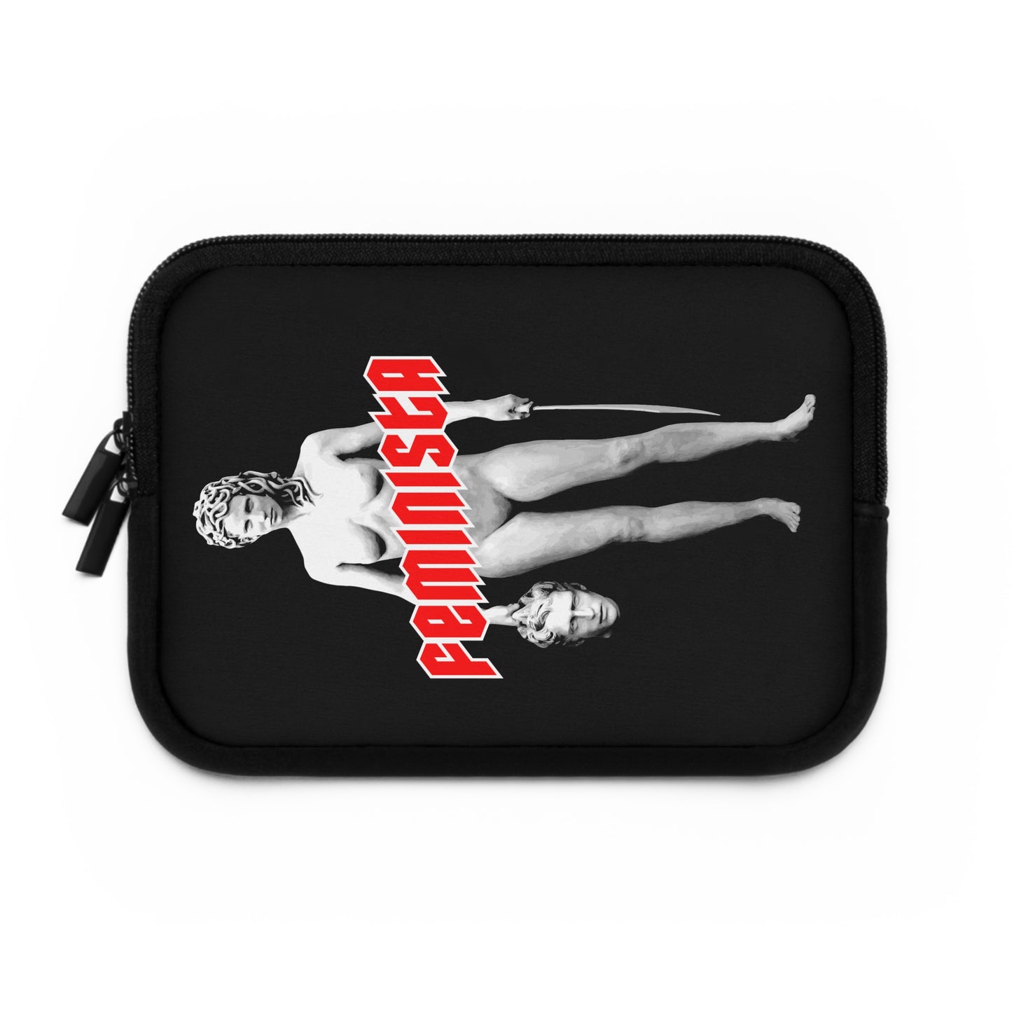 FEMINISTA Medusa Laptop Sleeve - Bold Black, White and Red Deco on Black