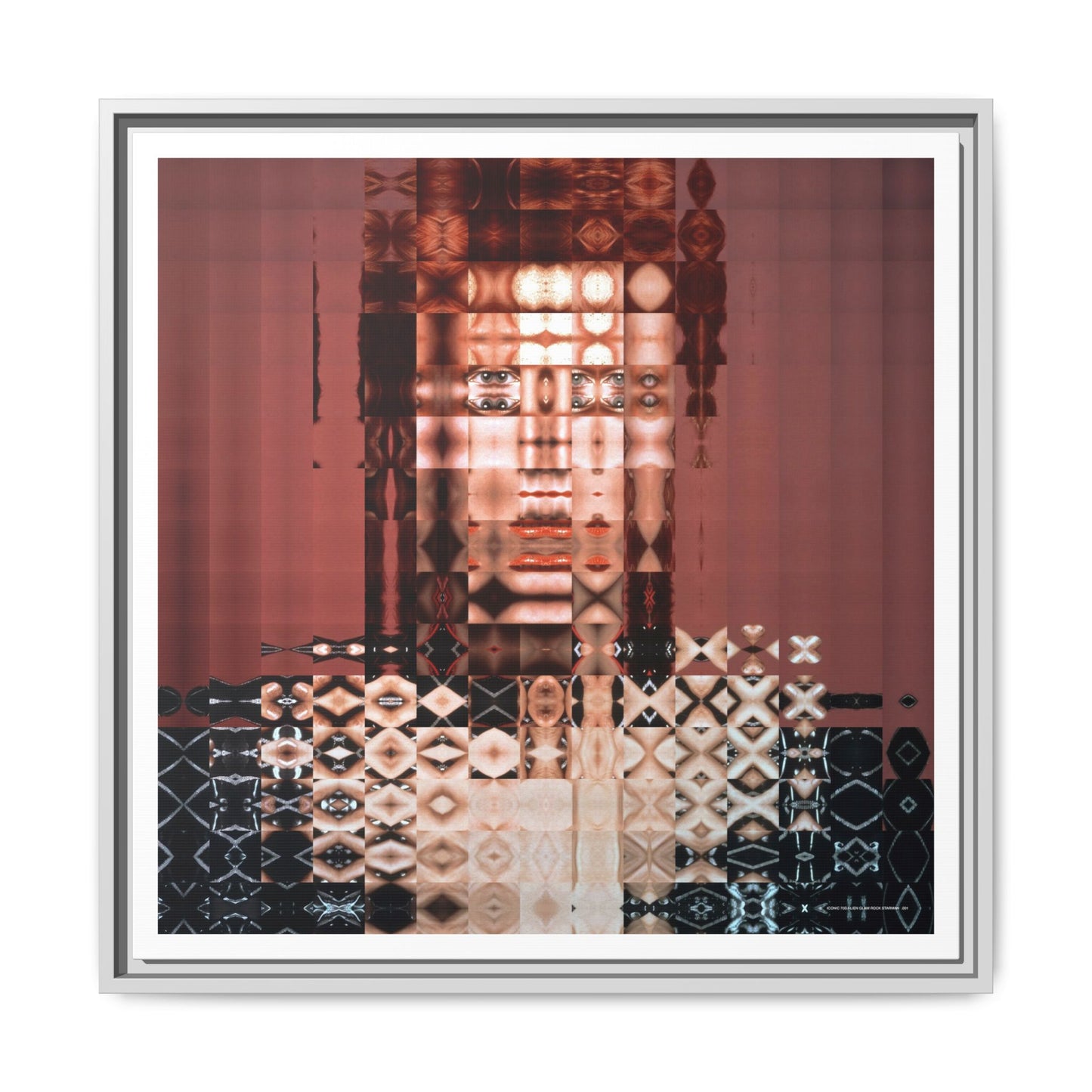Iconic 70s Alien Glam Rock Starman Abstract Portrait Collage Art — Matte Canvas, Framed (Multi-color options)