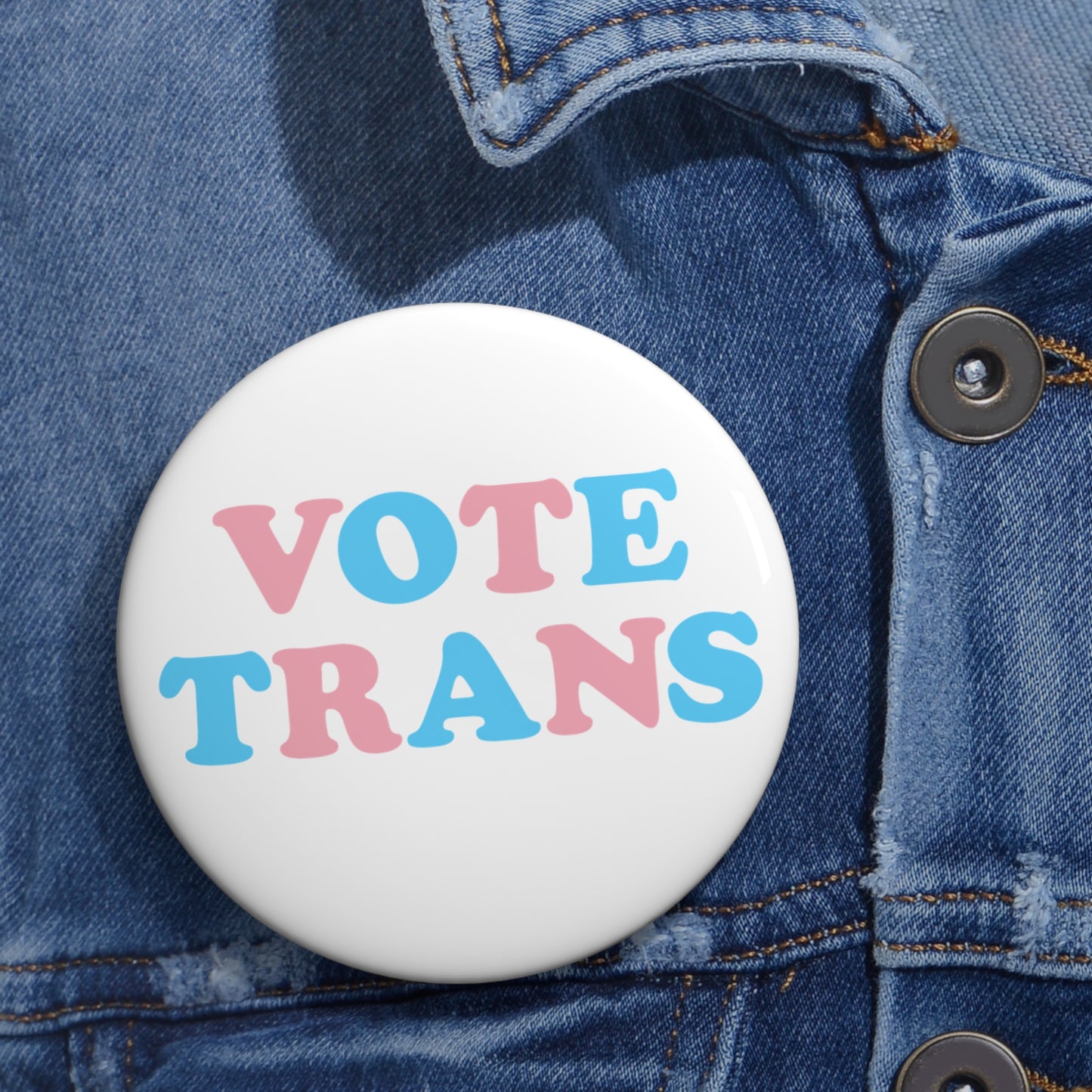 VOTE TRANS Activism Pin Button, Transgender Pride Colors