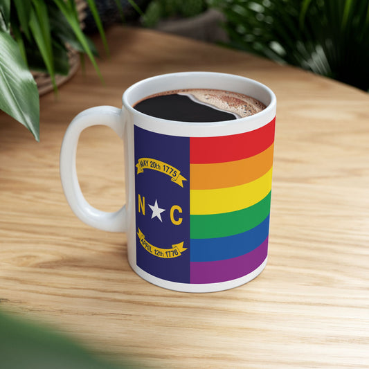 North Carolina Rainbow Pride Flag "UNITED" Ceramic Mug