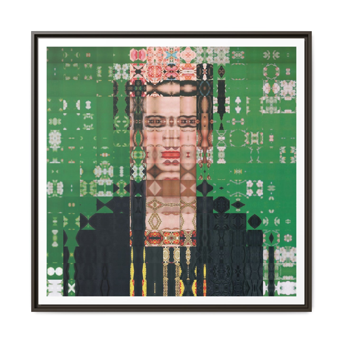 Iconic Feminist Artist Frida Kahlo 1, Abstract Portrait Collage Art — Matte Canvas, Framed (Multi-color options)