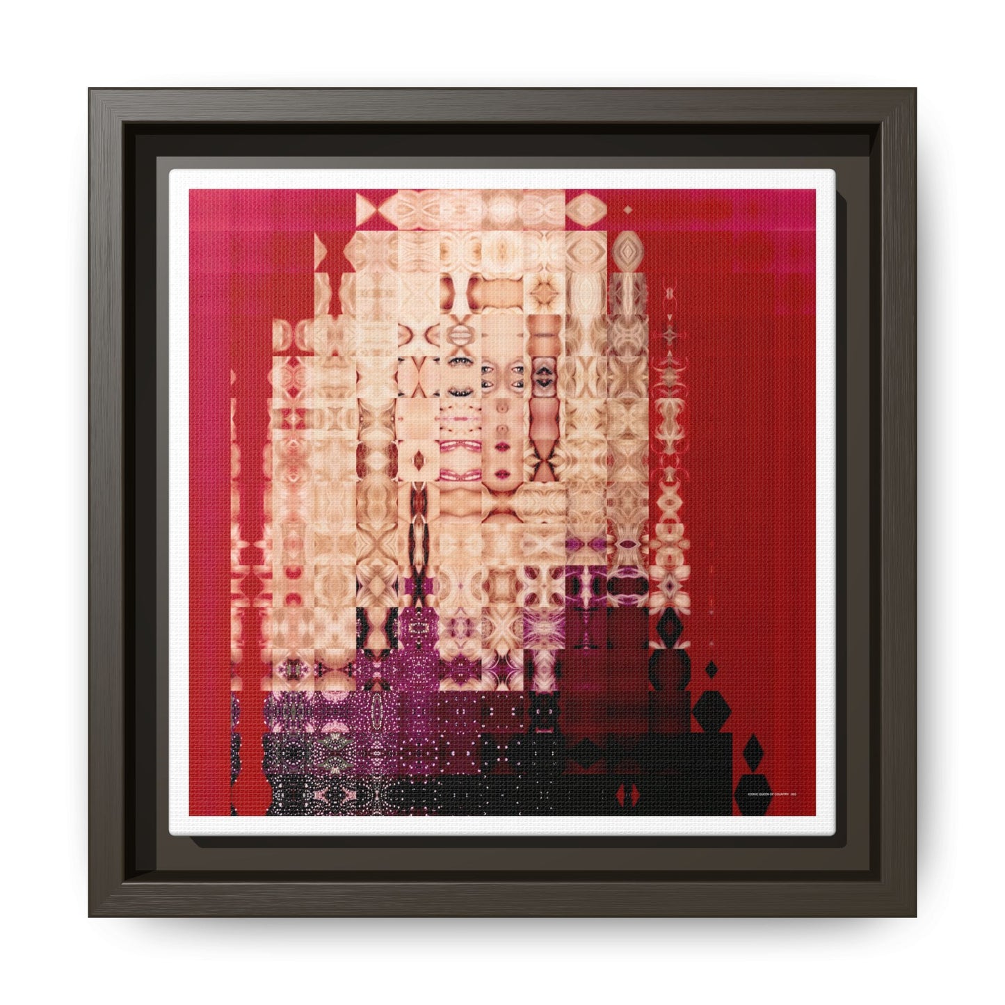Iconic Queen of Country III, Dolly Abstract Portrait Collage Art — Matte Canvas, Framed (Multi-color options)