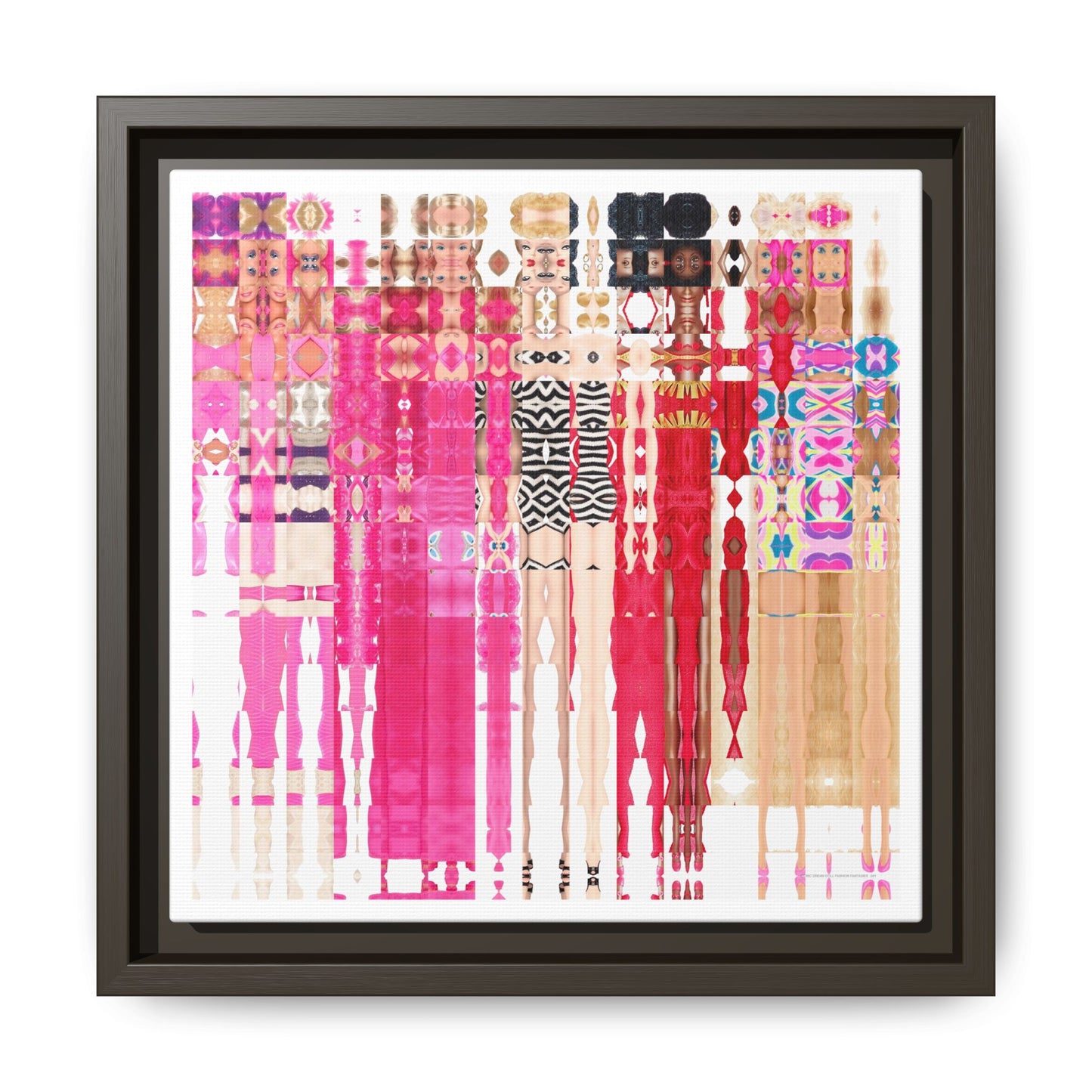 Iconic Dream Doll Fashion Fantasies Abstract Portrait Collage Art — Matte Canvas, Framed (Multi-color options)
