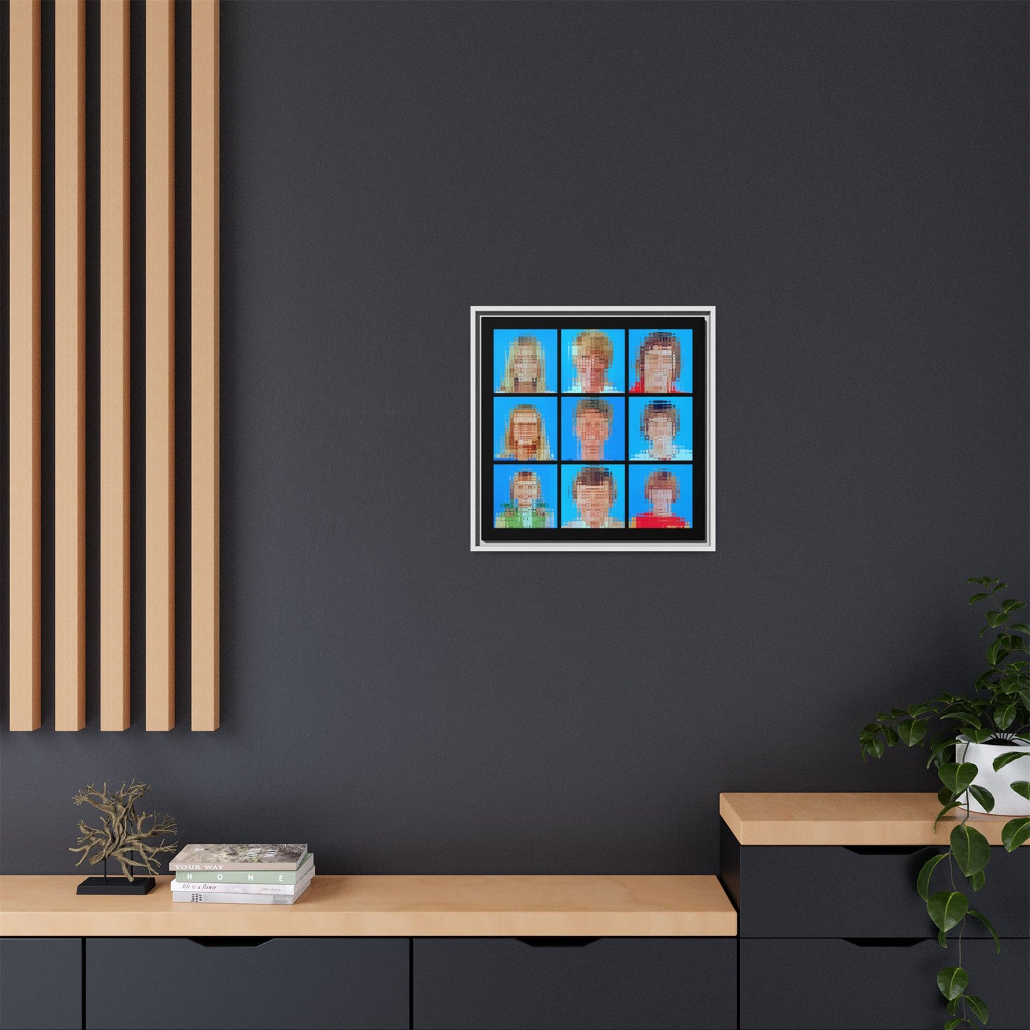 America's Iconic Mid-Century TV Family, Abstract Portrait Collage Art — Matte Canvas, Framed (Multi-color options)