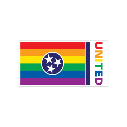 Tennessee Rainbow Pride Flag "UNITED" Bumper Sticker