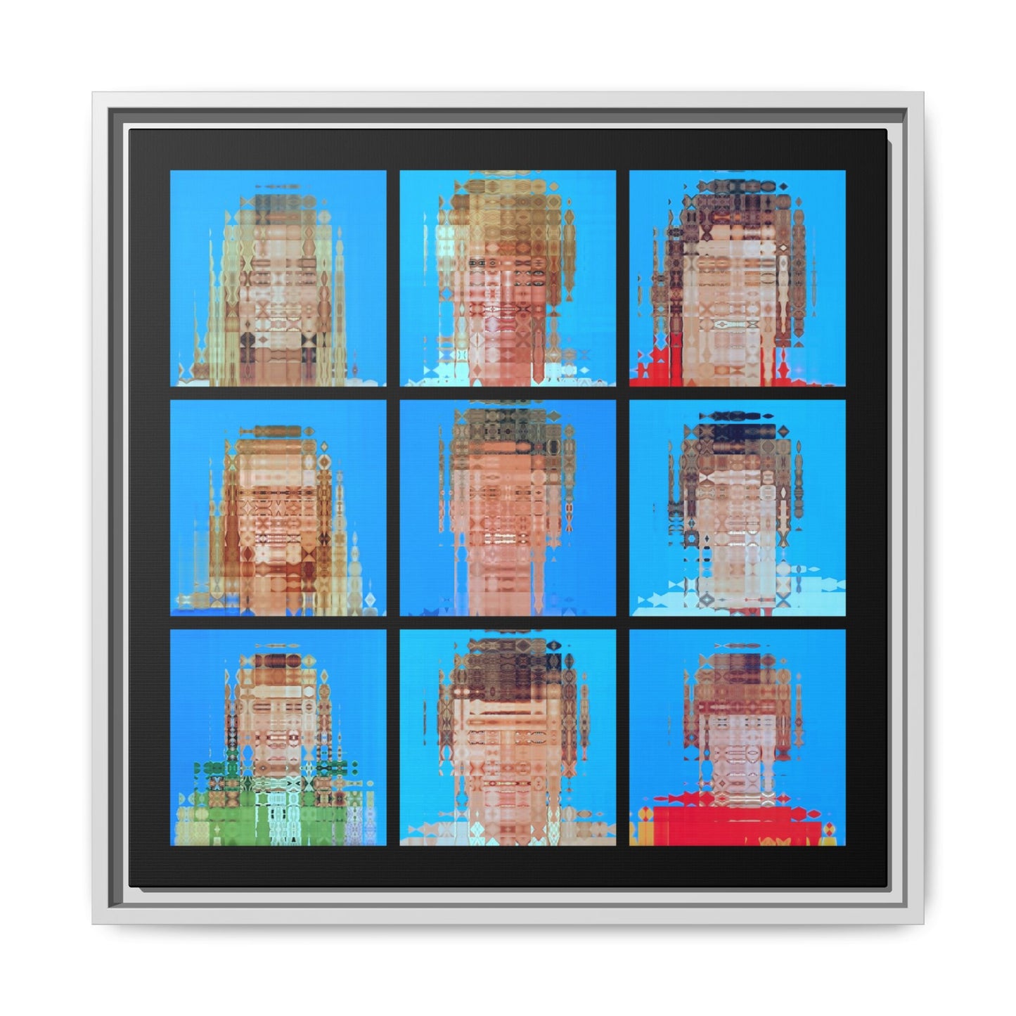 America’s Iconic Mid-Century TV Family Abstract Portrait Collage Art — Matte Canvas, Framed (Multi-color options)