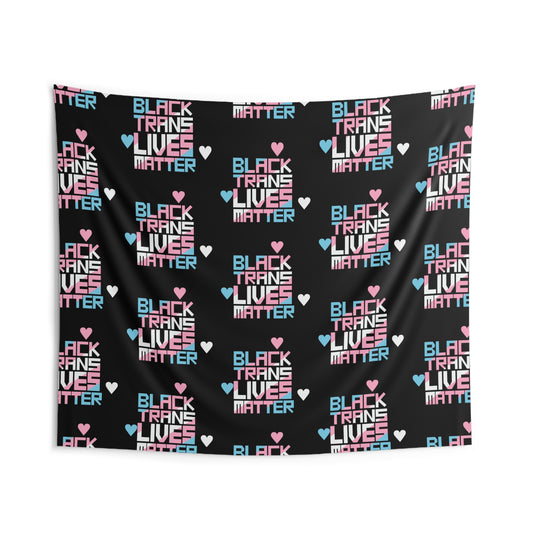 BLACK TRANS LIVES MATTER Indoor Wall Tapestry - San Francisco Tenderloin Deco on Black