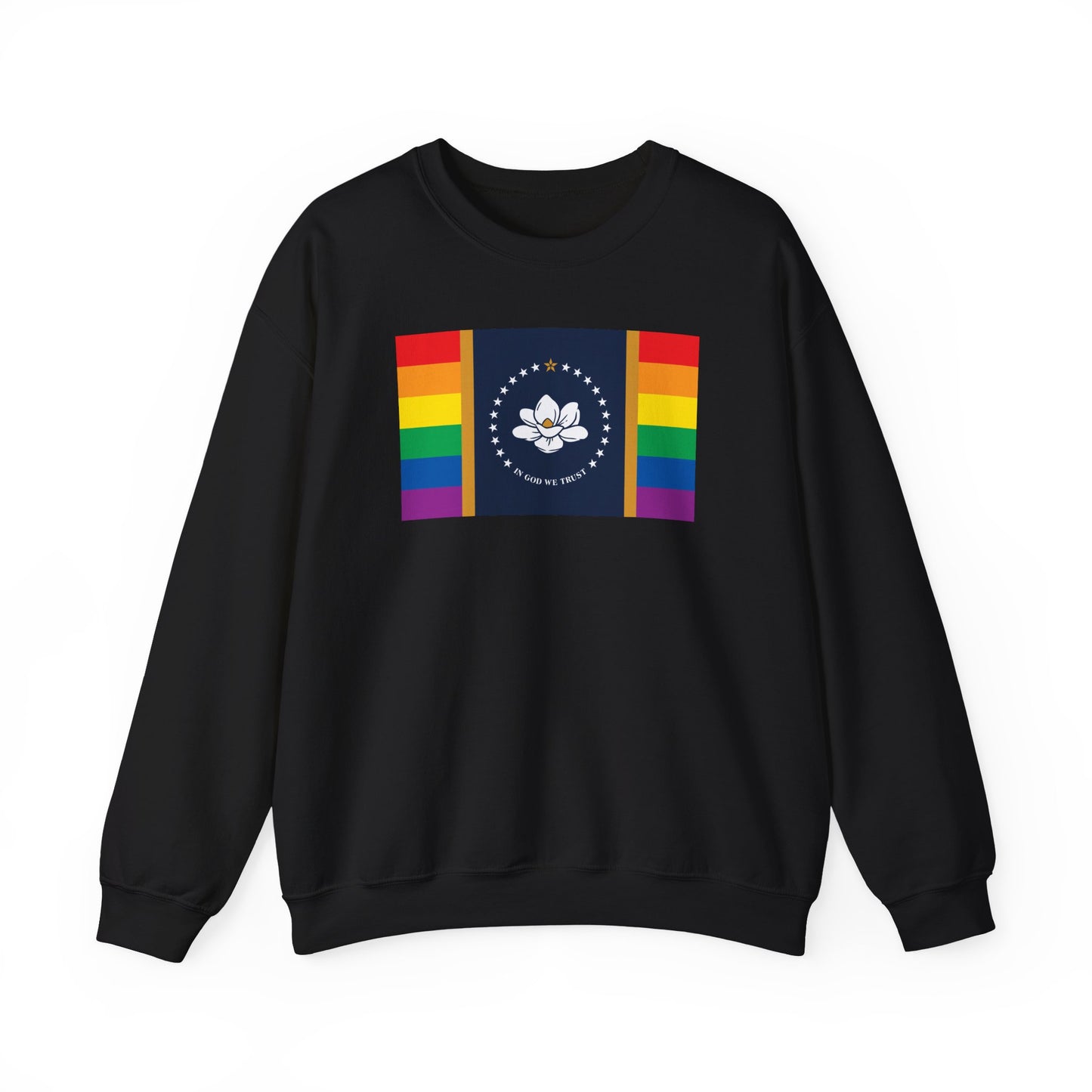 Mississippi Rainbow Pride Flag Unisex Crewneck Sweatshirt—White, Black or Light Pink