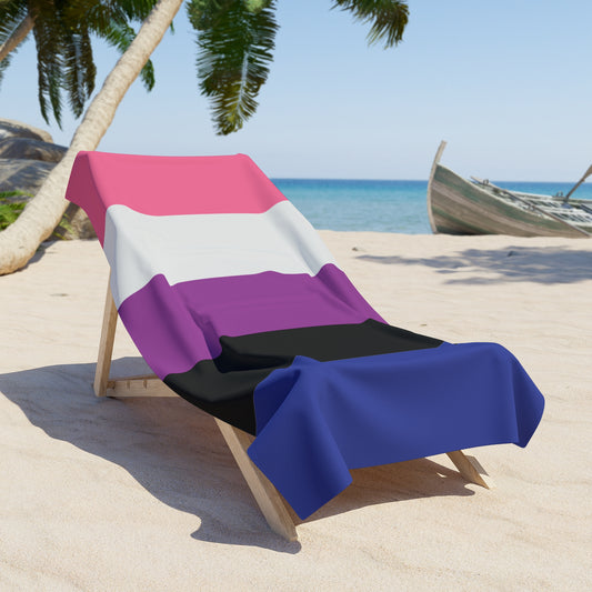 Genderfluid Pride Flag Beach Towel - vertical stripe deco