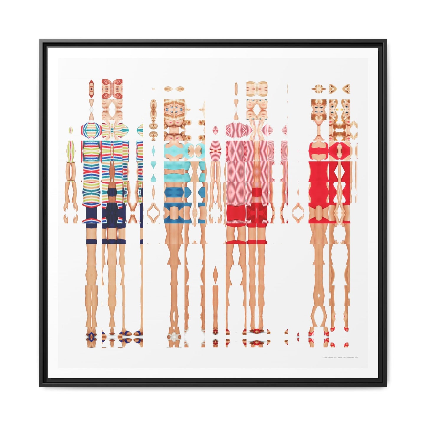 Iconic Dream Doll Inner Circle Besties Abstract Portrait Collage Art — Matte Canvas, Framed (Multi-color options)