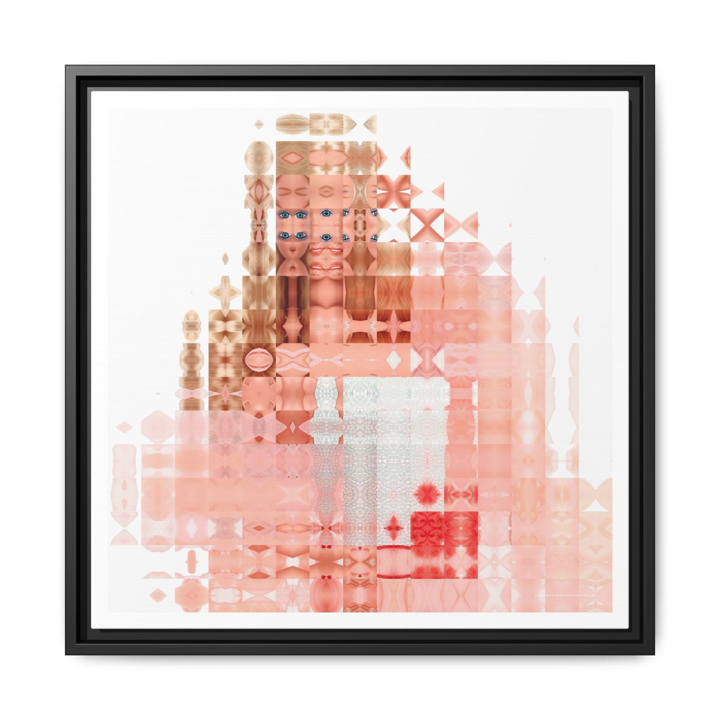 Peaches-&-Cream Fantasy Dream Doll Abstract Portrait Collage Art — Matte Canvas, Framed (Multi-color options)