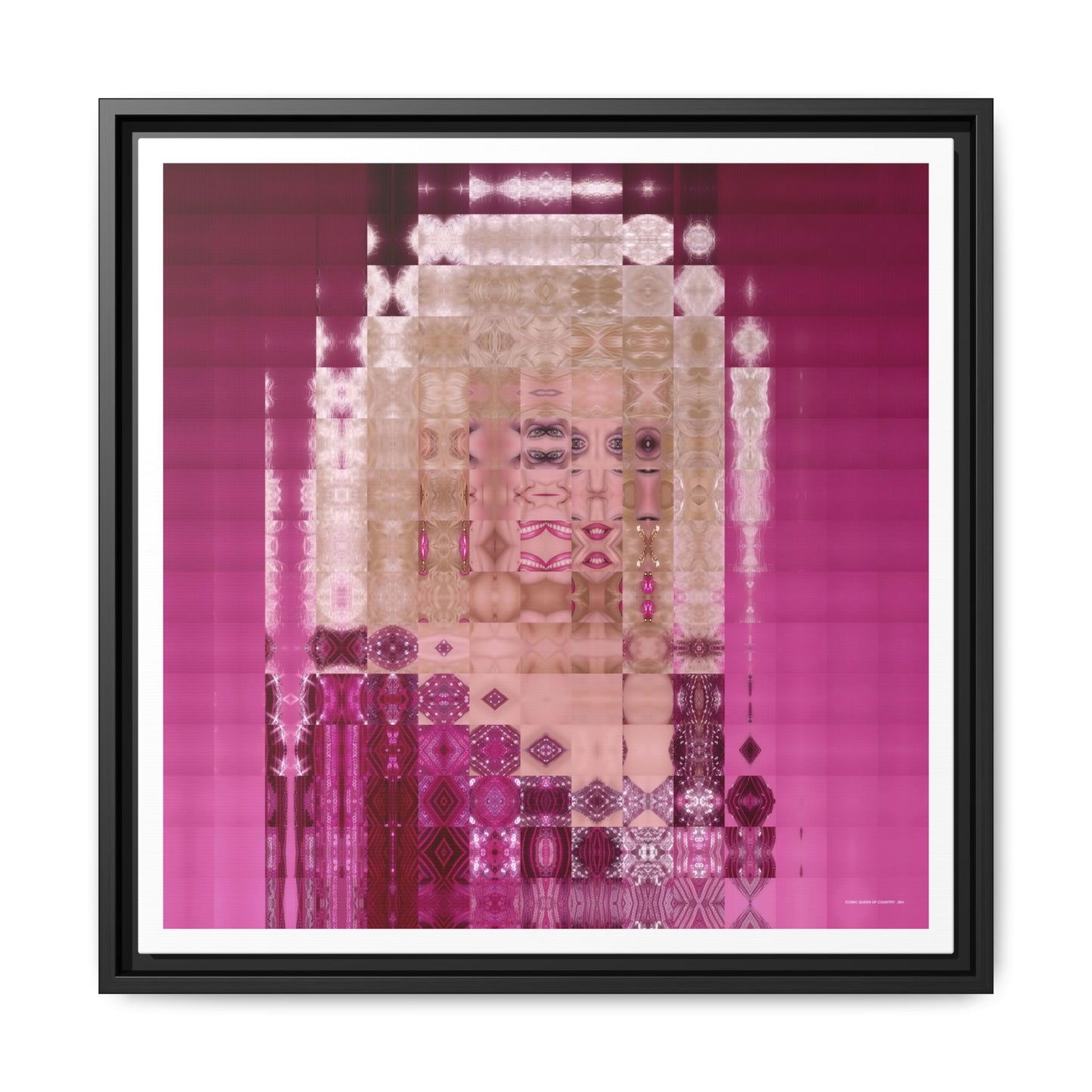 Iconic Queen of Country IV, Dolly Abstract Portrait Collage Art — Matte Canvas, Framed (Multi-color options)