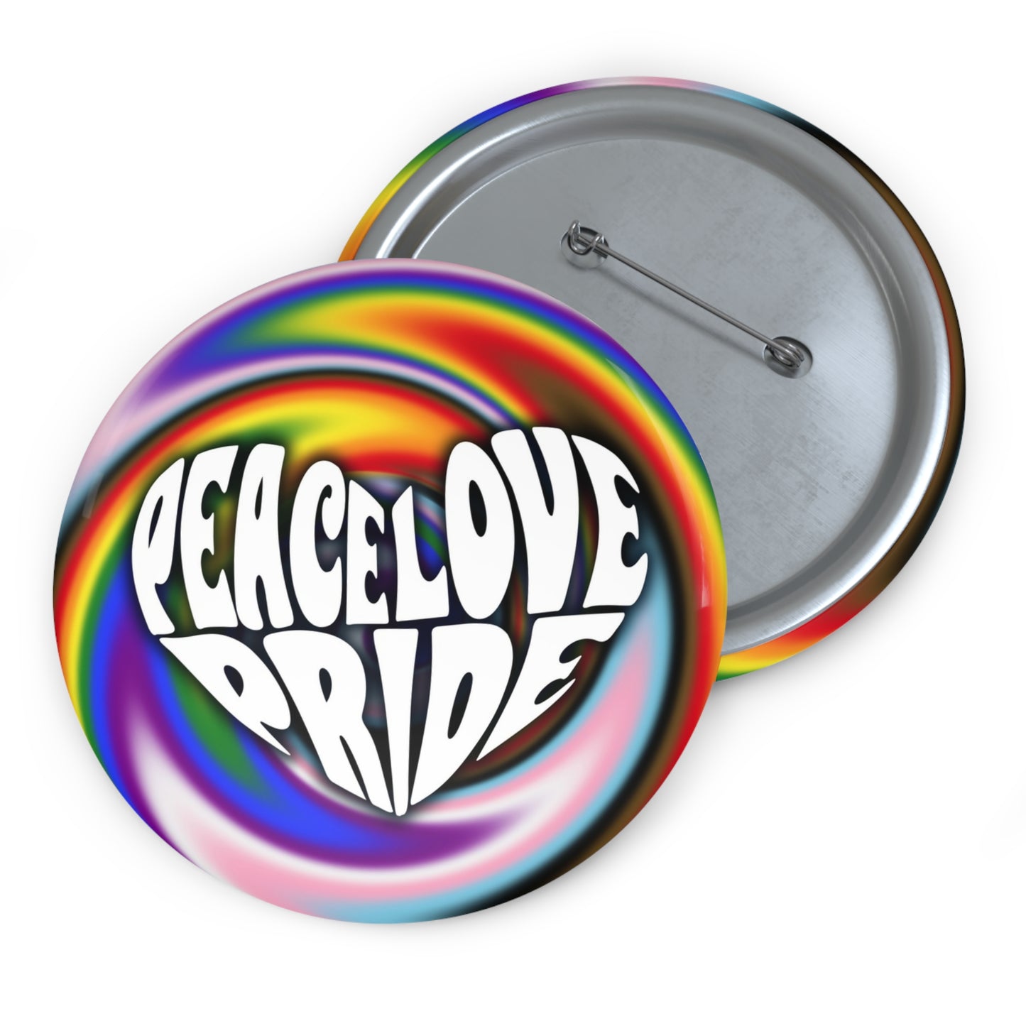 PEACE LOVE PRIDE Progress Rainbow Warp Pin Button