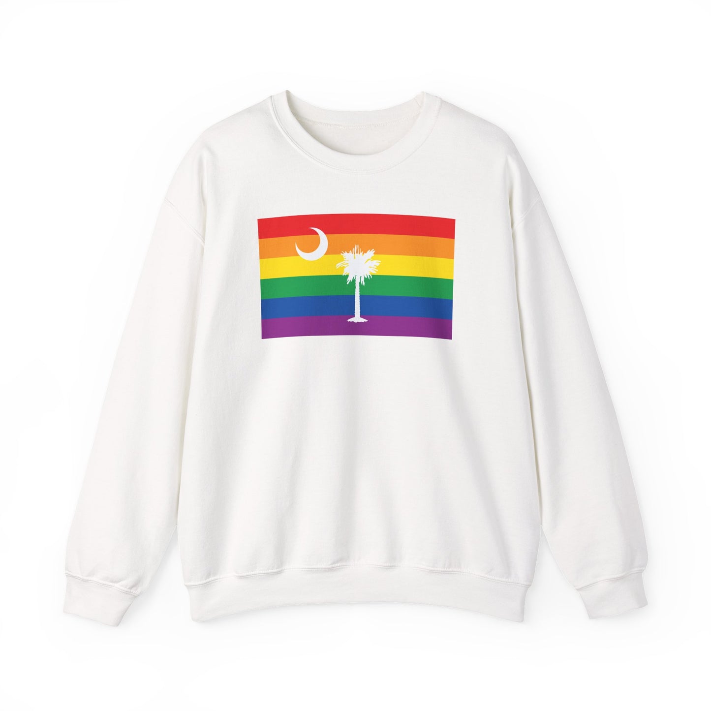 South Carolina Rainbow Pride Flag Unisex Crewneck Sweatshirt—White, Black or Light Pink