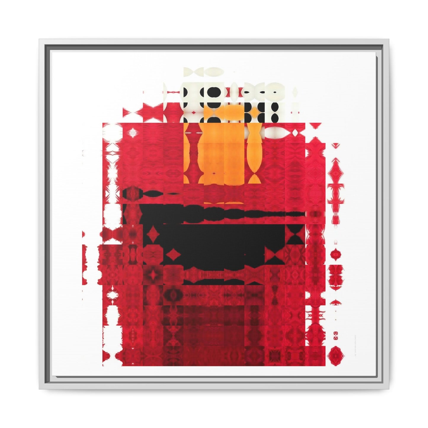 Iconic Fuzzy Red Cutie Monster from the Street Abstract Portrait Collage Art — Matte Canvas, Framed (Multi-color options)