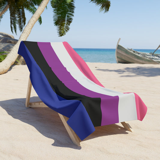 Genderfluid Pride Flag Beach Towel - horizontal stripe deco