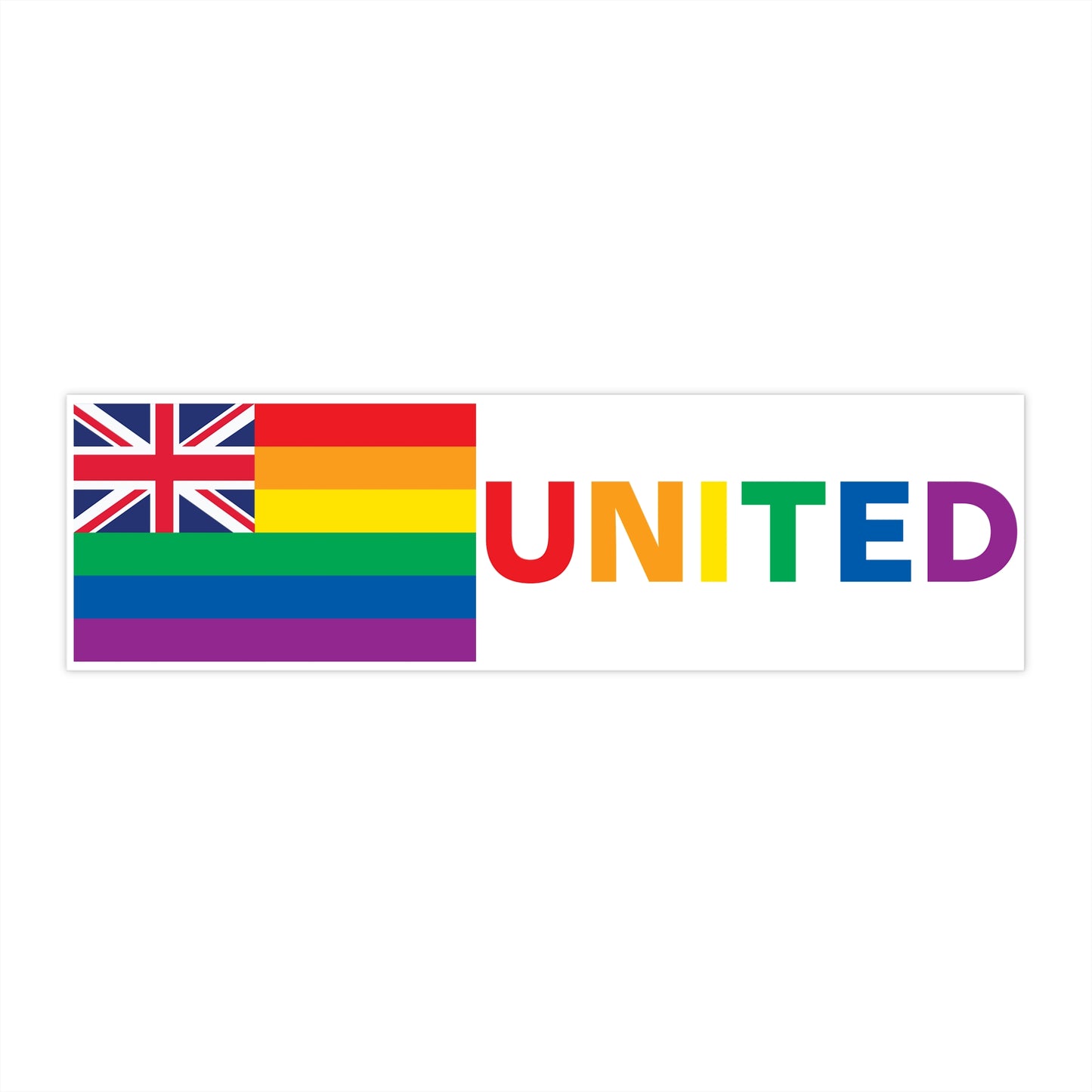 Hawai'i Rainbow Pride Flag "UNITED" Bumper Sticker