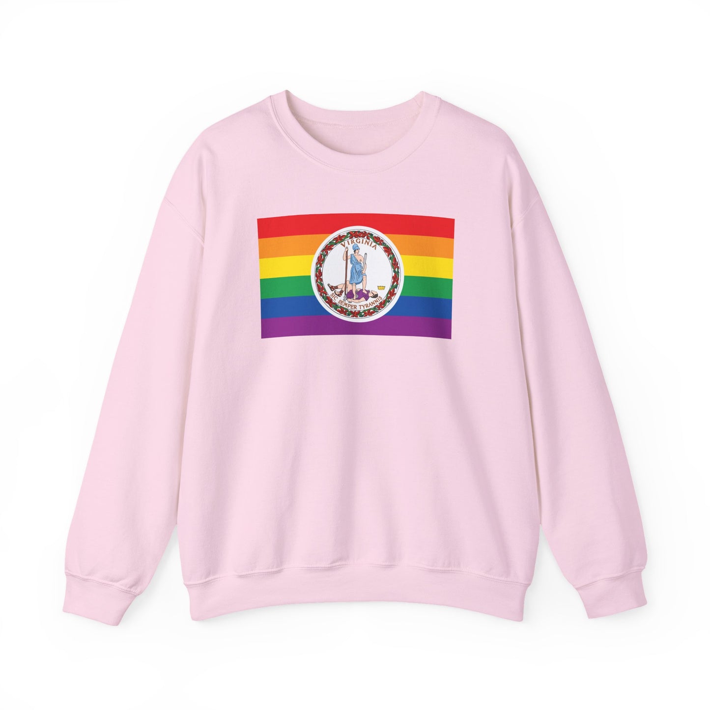 Virginia Rainbow Pride Flag Unisex Crewneck Sweatshirt—White, Black or Light Pink
