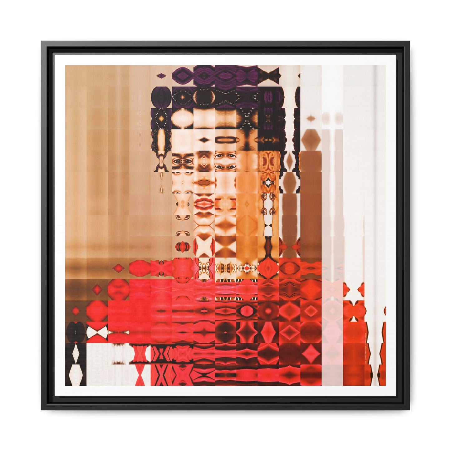 Iconic Feminist Artist Frida Kahlo 2 Abstract Portrait Collage Art — Matte Canvas, Framed (Multi-color options)