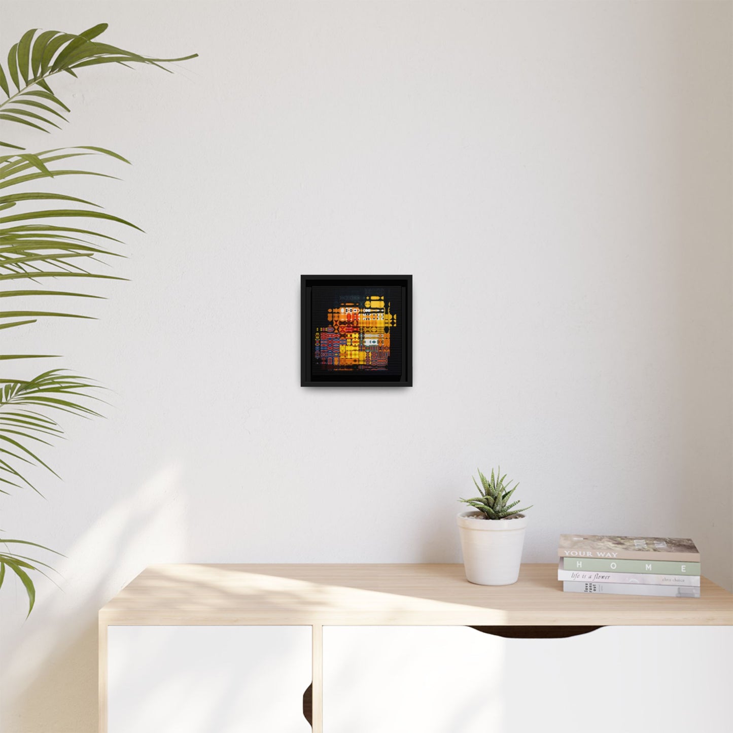 Iconic Domestic Partners in Plain Sight: Bert, Ernie, and Rubber Ducky Abstract Portrait Collage Art — Matte Canvas, Framed (Multi-color options)
