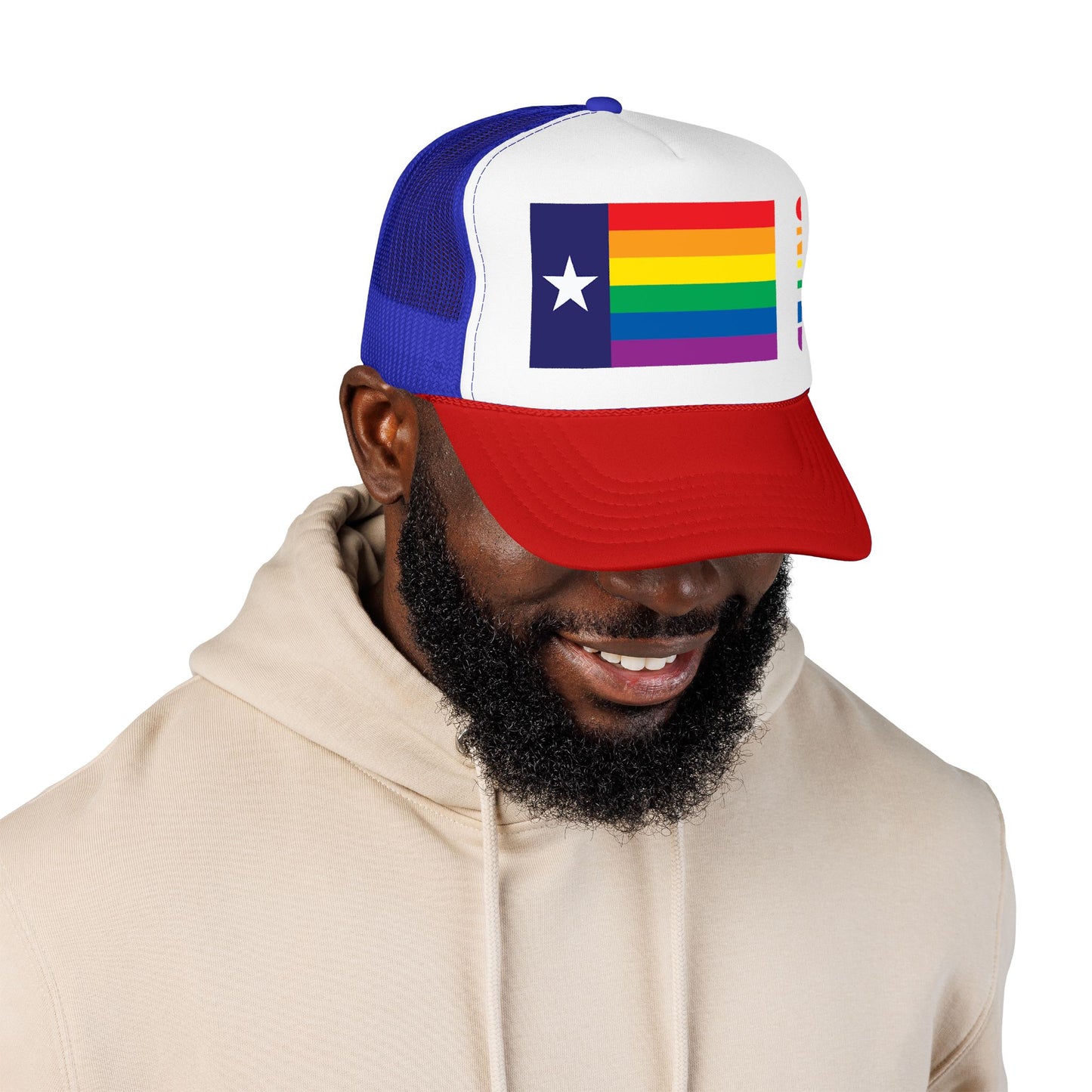 Texas Rainbow Pride Flag "UNITED" Printed Foam Trucker Hat, Several Color Options