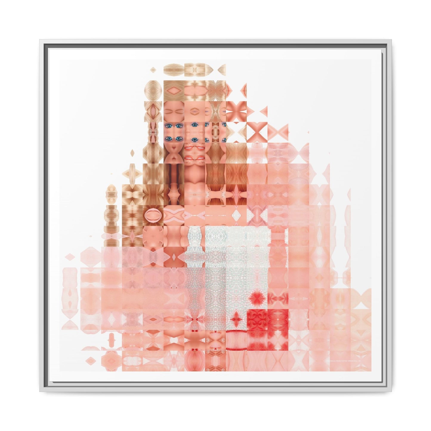 Peaches-&-Cream Fantasy Dream Doll Abstract Portrait Collage Art — Matte Canvas, Framed (Multi-color options)