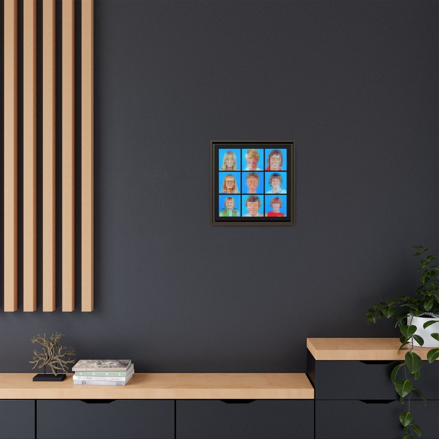 America's Iconic Mid-Century TV Family, Abstract Portrait Collage Art — Matte Canvas, Framed (Multi-color options)