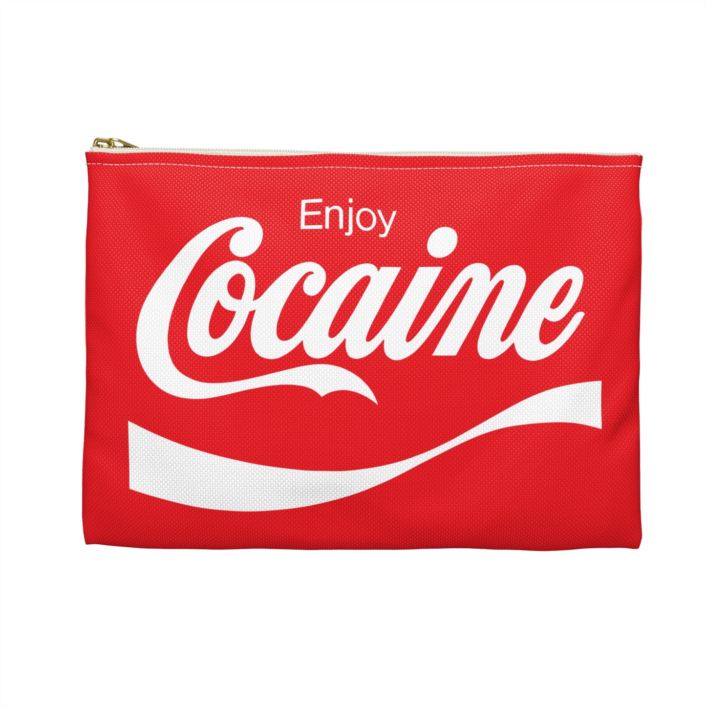 Enjoy Cocaine Funny Accessory Pouch - White on Red