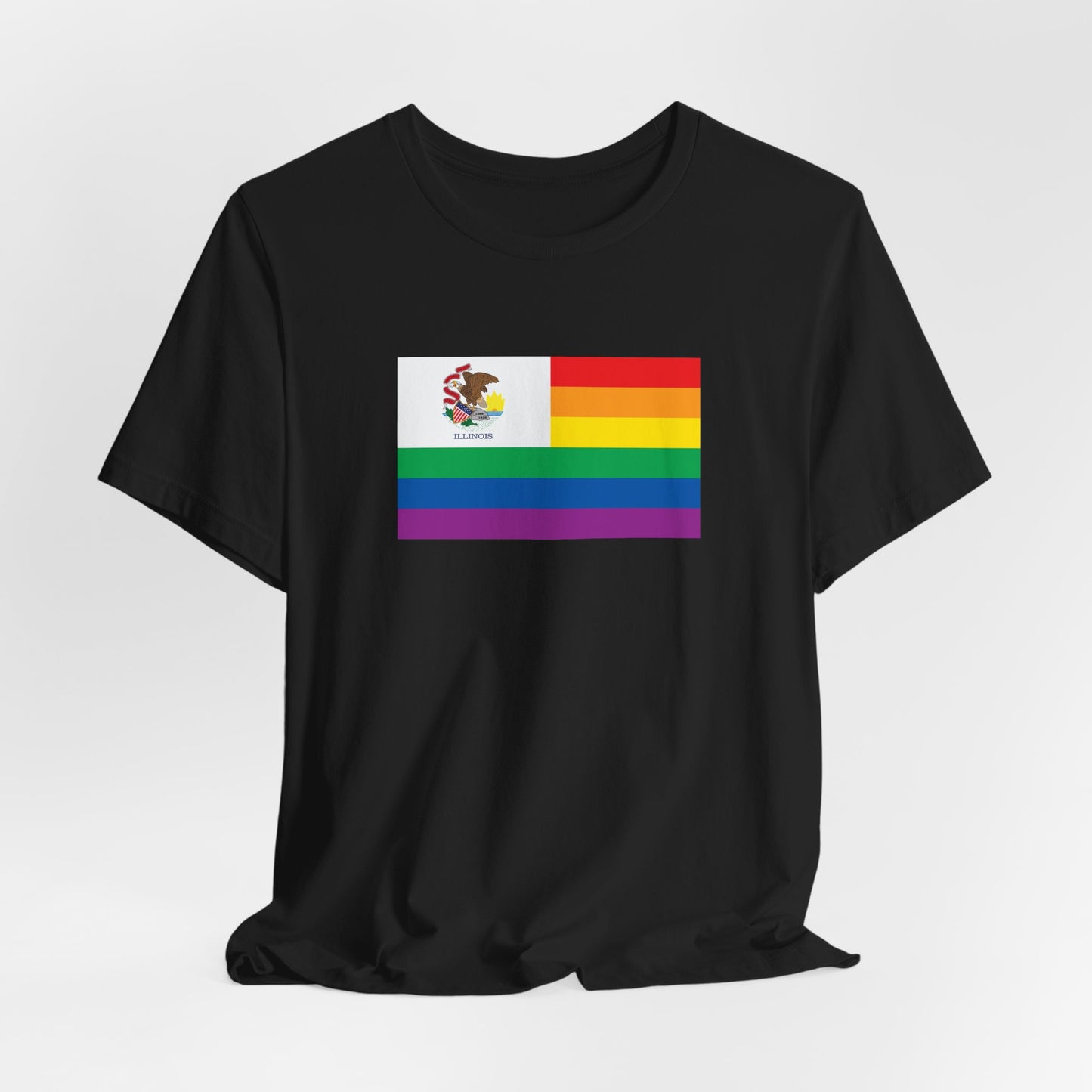 Illinois Rainbow Pride Flag T-shirt, Several Color Options