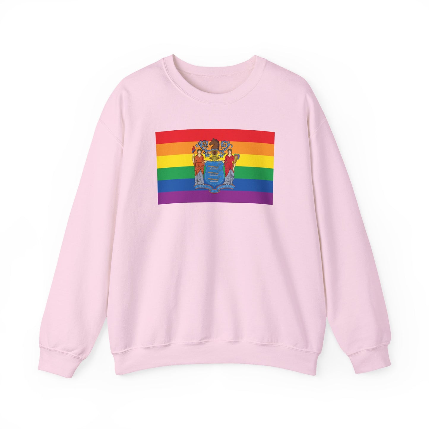 New Jersey Rainbow Pride Flag Unisex Crewneck Sweatshirt—White, Black or Light Pink